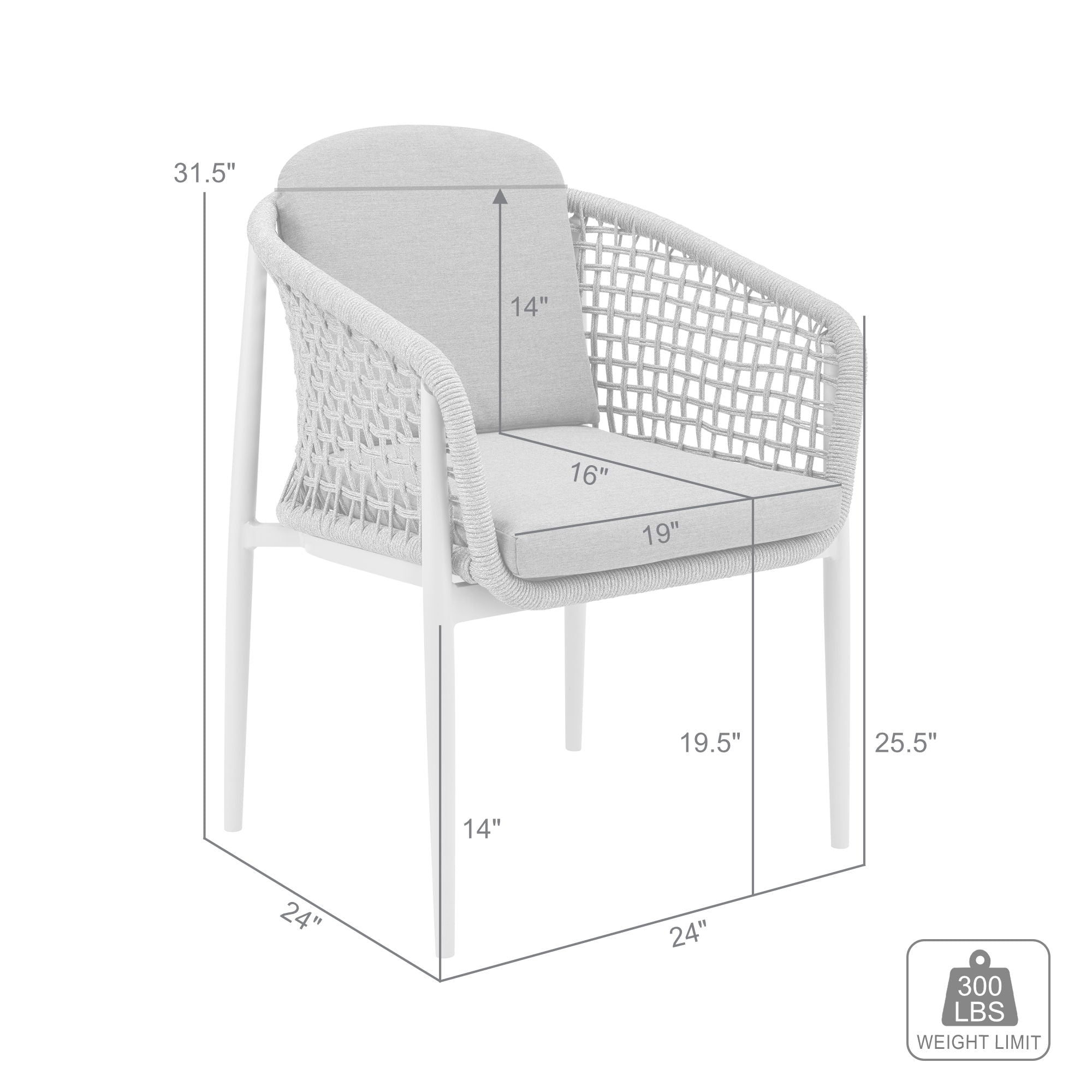 Rhodes - Outdoor Patio Dining Chair (Set of 2) - Light Gray