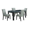 Francesca - Rectangular 5 Piece Gray PU Chairs Dining Set, Table & Four Chairs - Gray Marble
