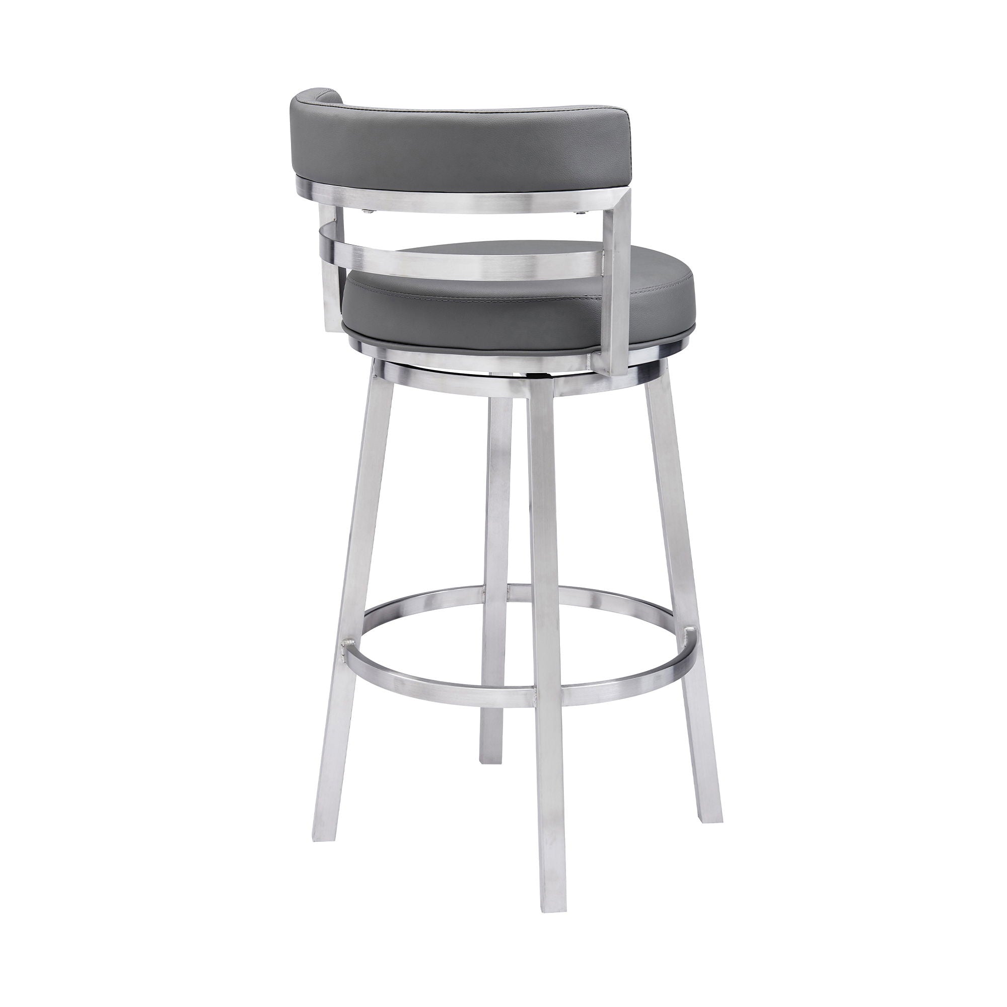 Titana - Swivel Faux Leather And Brushed Stainless Steel Bar Stool