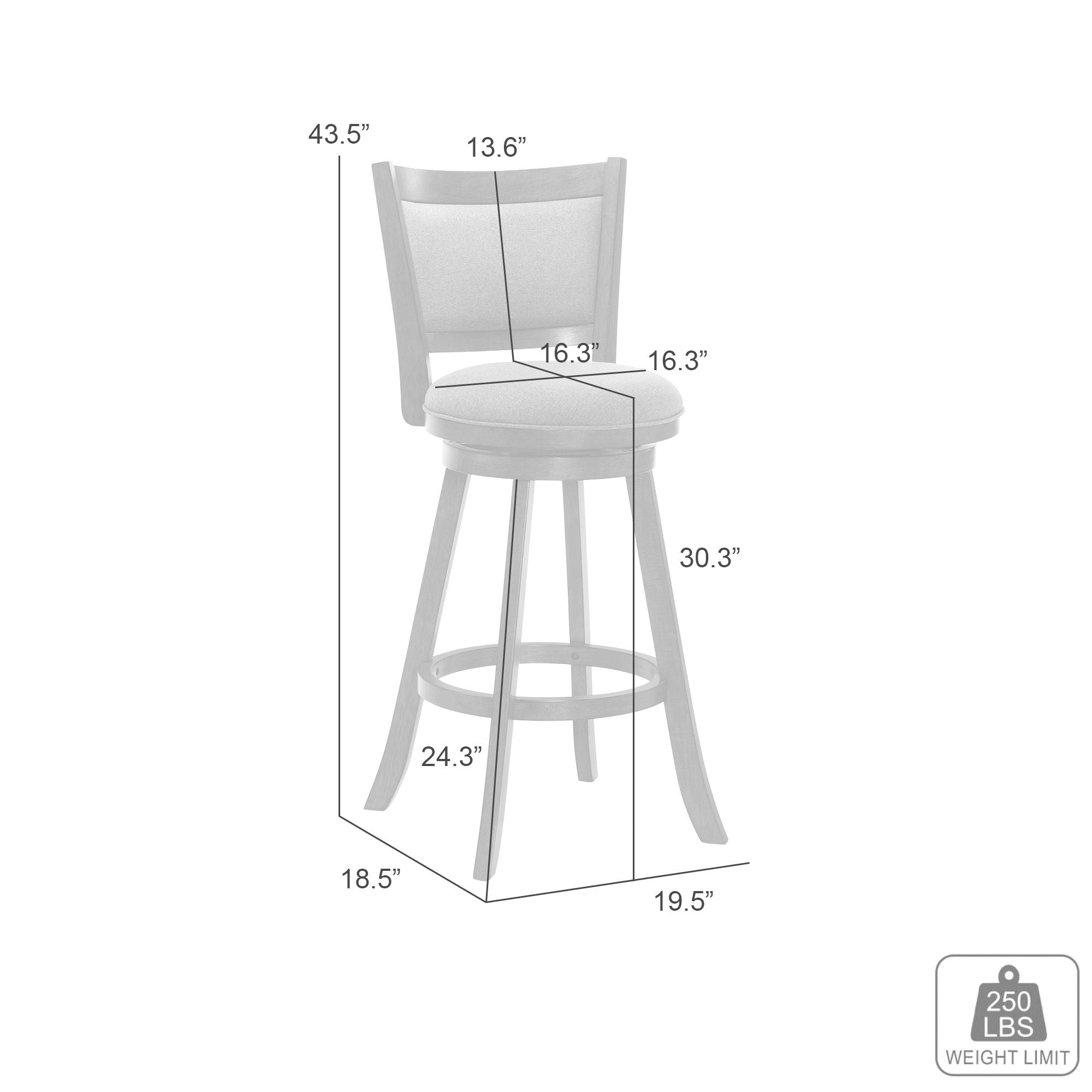 Aiden - Modern Farmhouse Swivel Wood Bar Height Kitchen Bar Stool