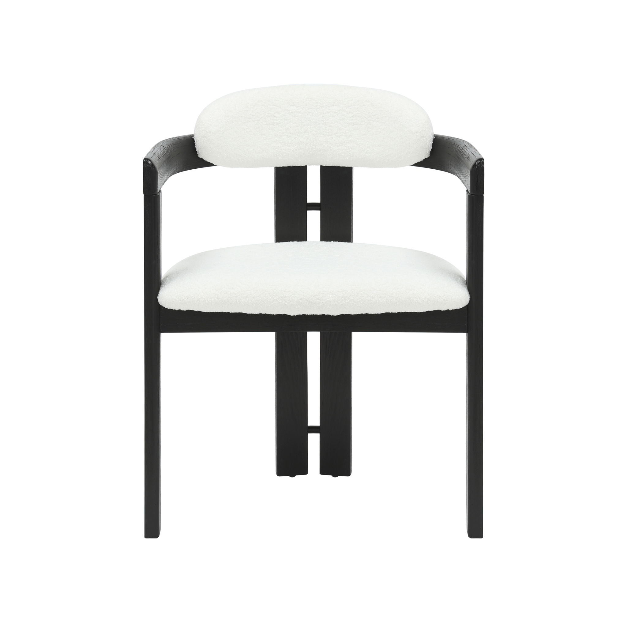 Jazmin - Curved Back Wood Dining Chair With Boucle Fabric Seat Set