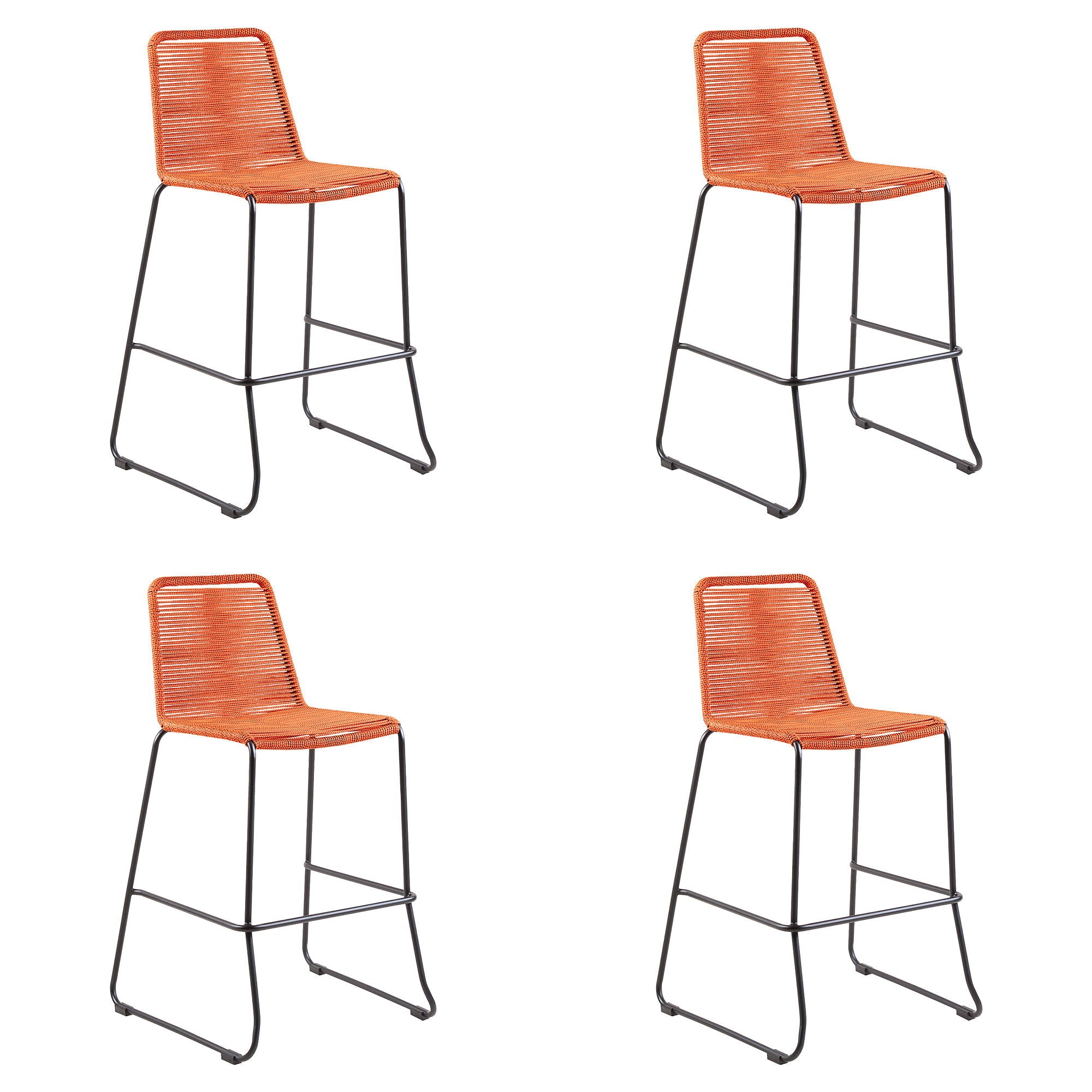 Shasta - 30" Outdoor Metal And Rope Stackable Barstool