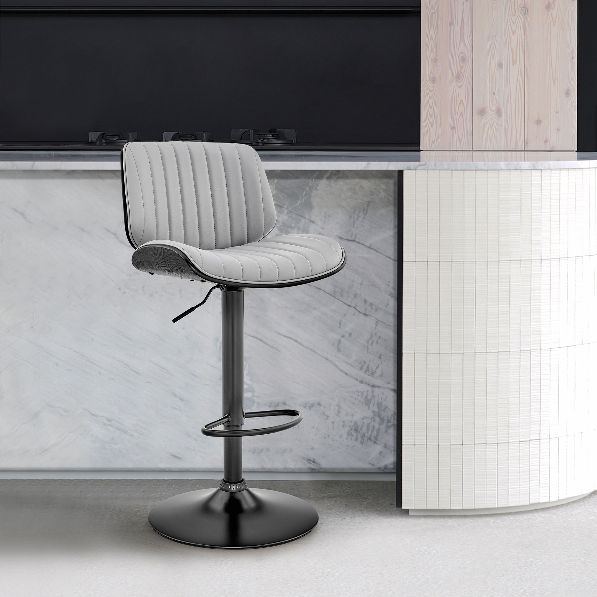 Brock - Adjustable Bar Stool With Black Base