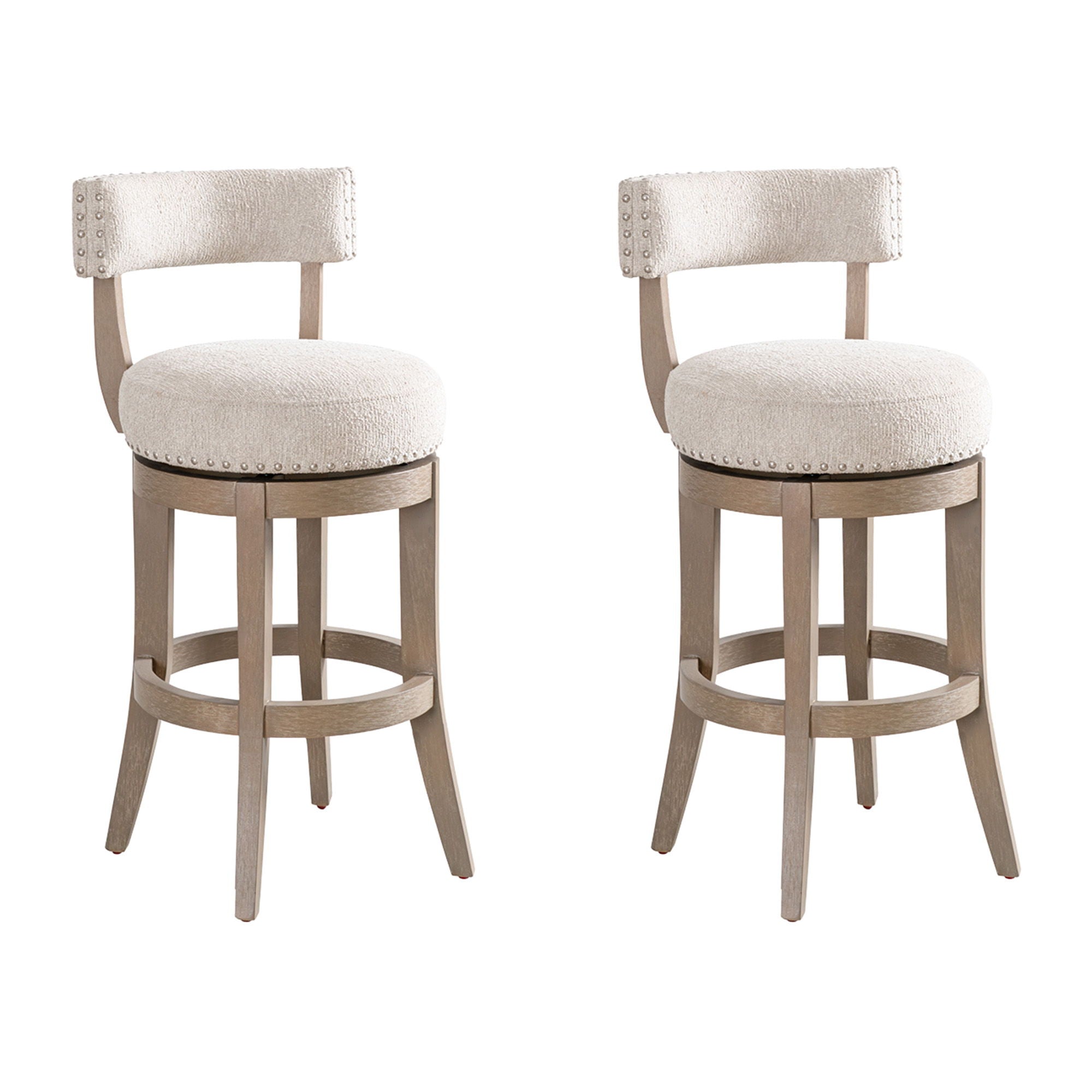 Mystic - Solid Wood Upholstered 30" Bar Height Swivel Barstool