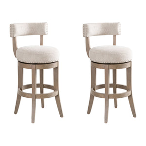 Mystic - Solid Wood Upholstered 30" Bar Height Swivel Barstool