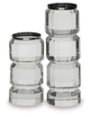 Brentley - Candle Holder Set (Set of 2) - Clear / Silver Finish