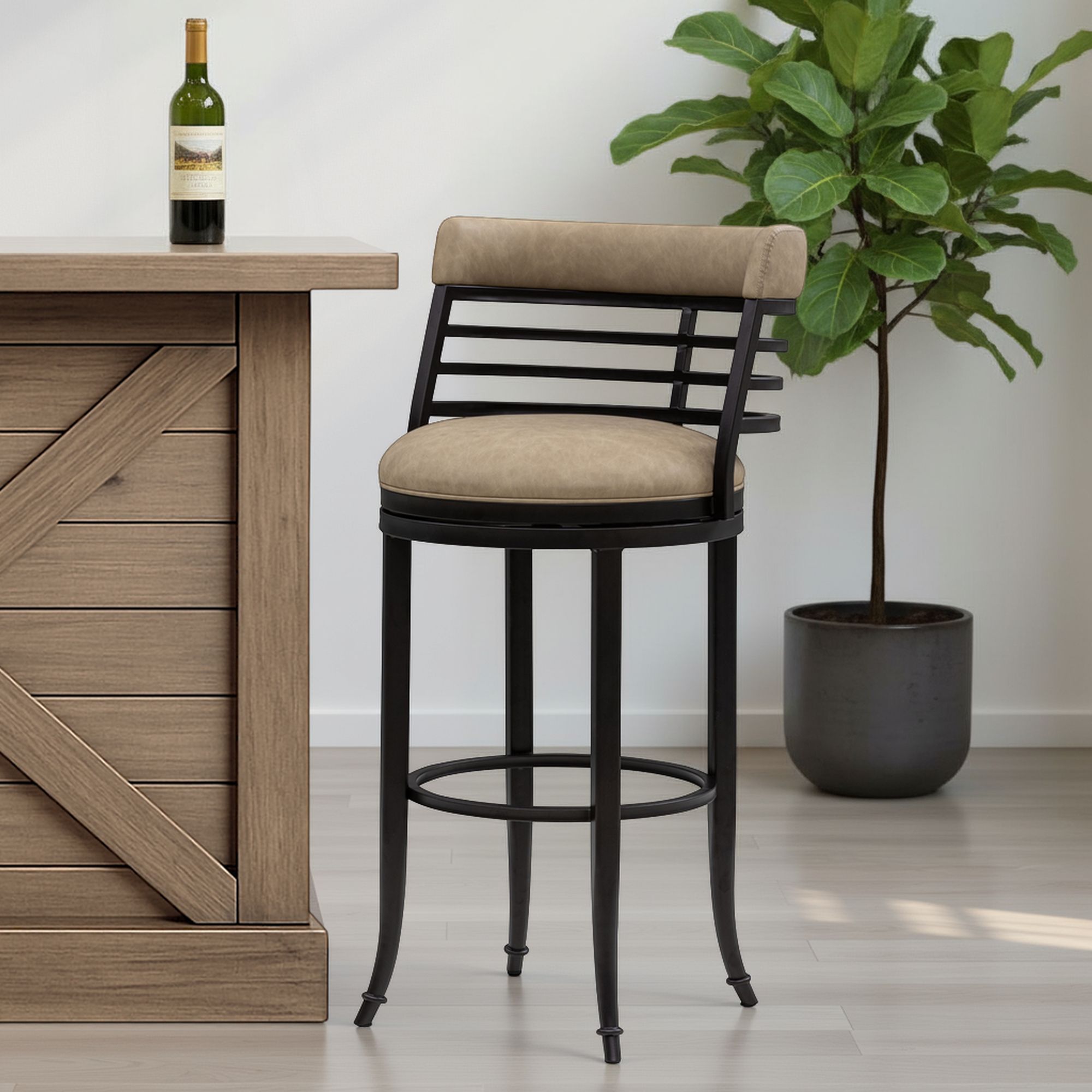 Telia - Upholstered Swivel Bar Height Barstool