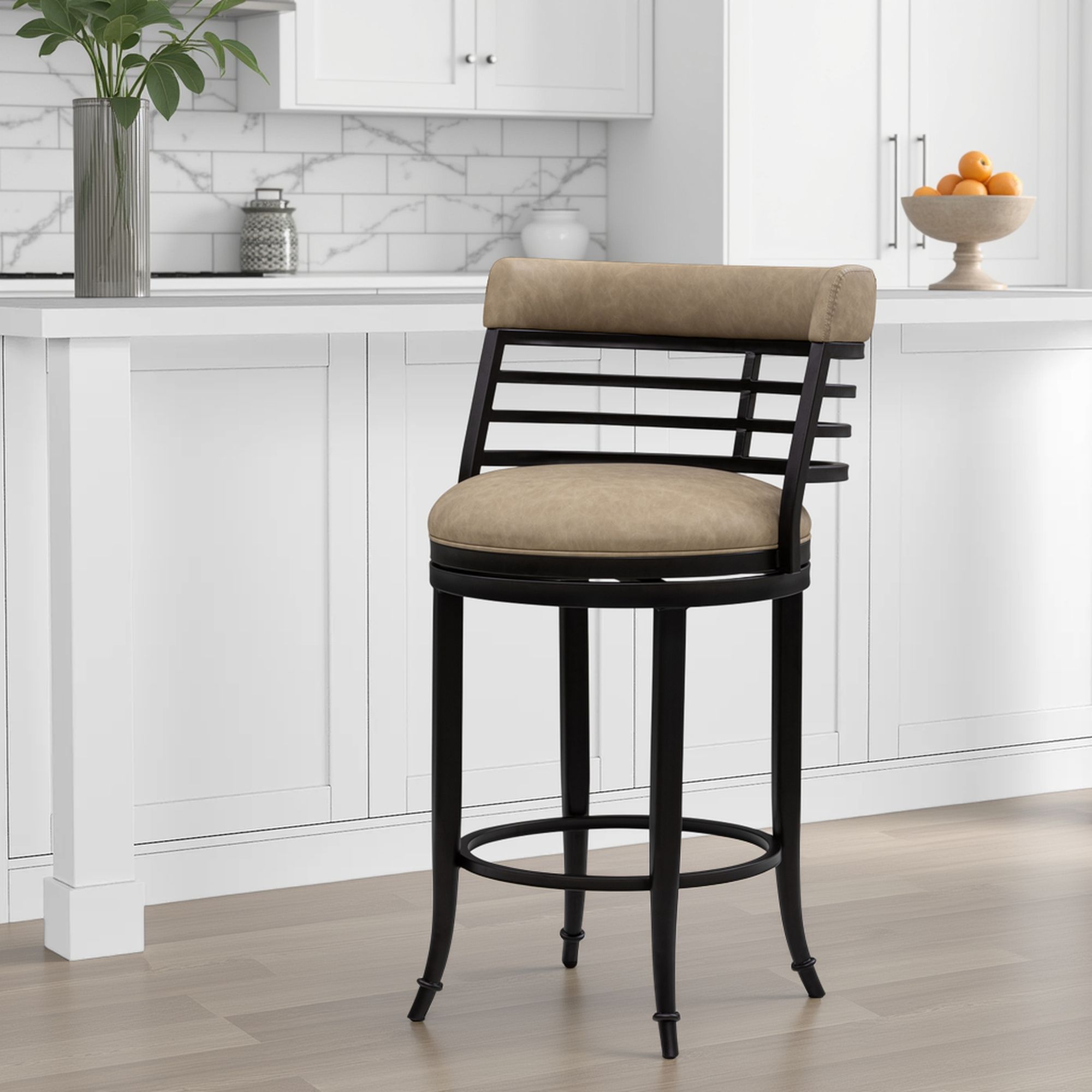 Telia - Upholstered Swivel Counter Height Barstool