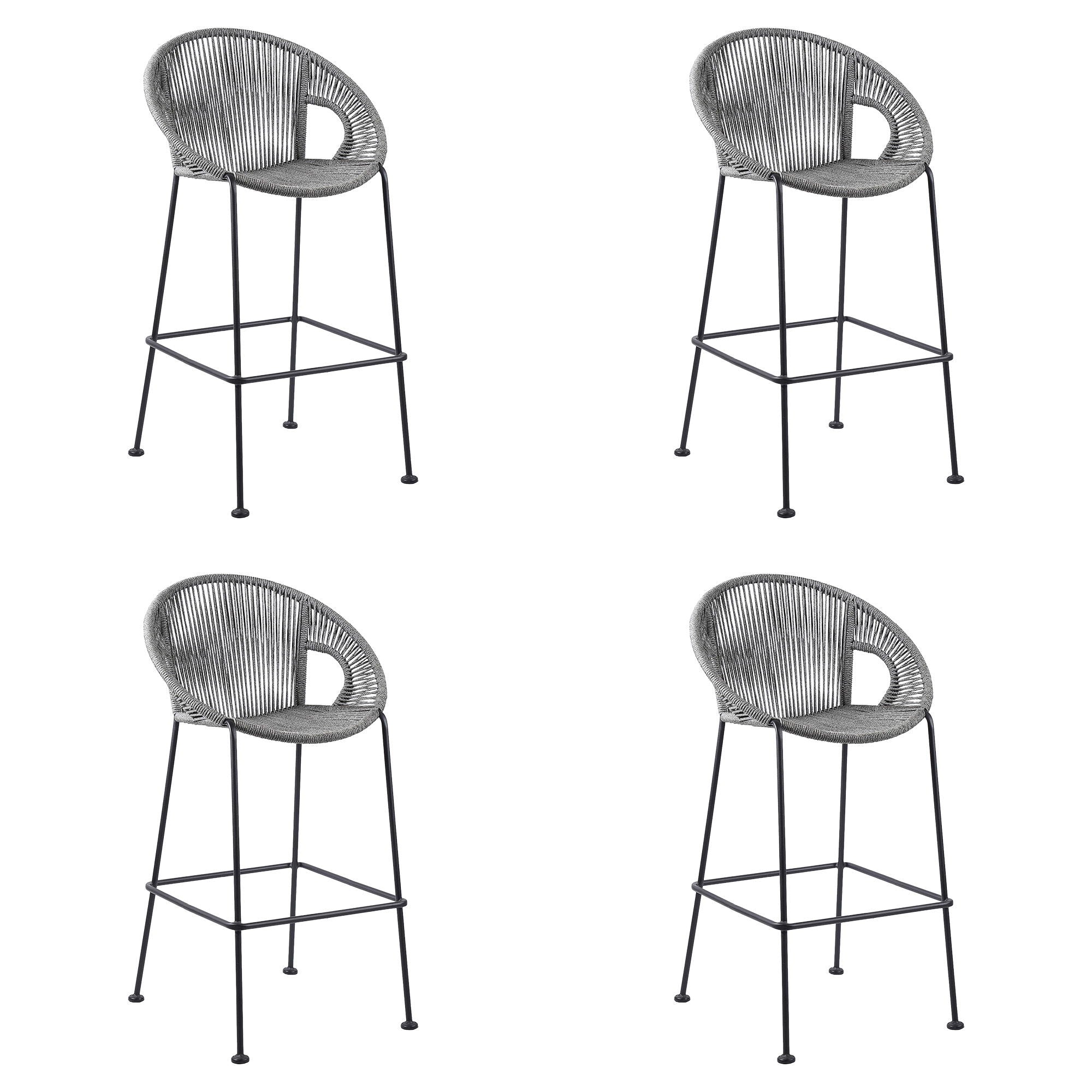 Acapulco - Indoor Outdoor Steel Bar Stool With Rope Set