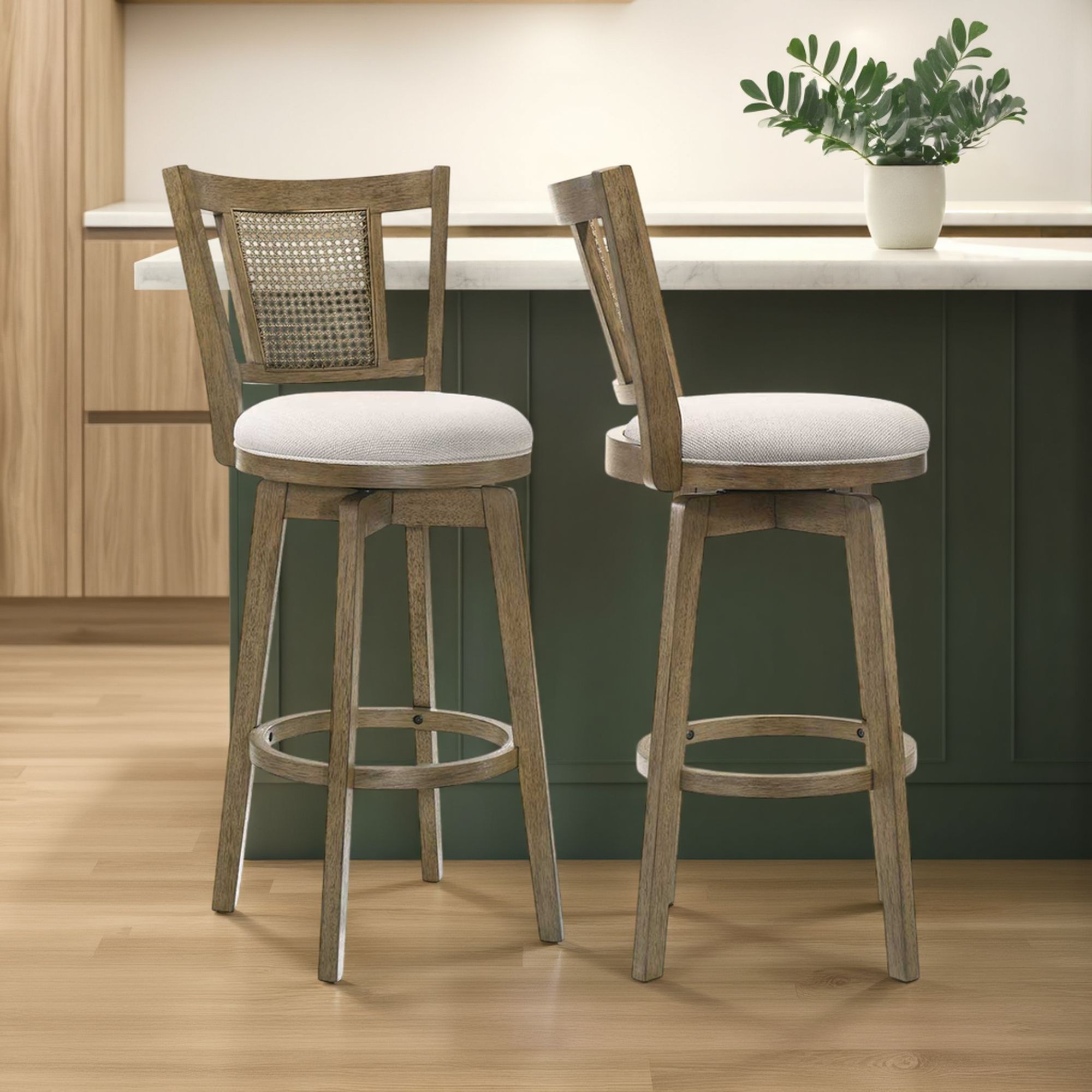 Isla - 26" Putty Brown Counter Height Rubberwood Swivel Barstool
