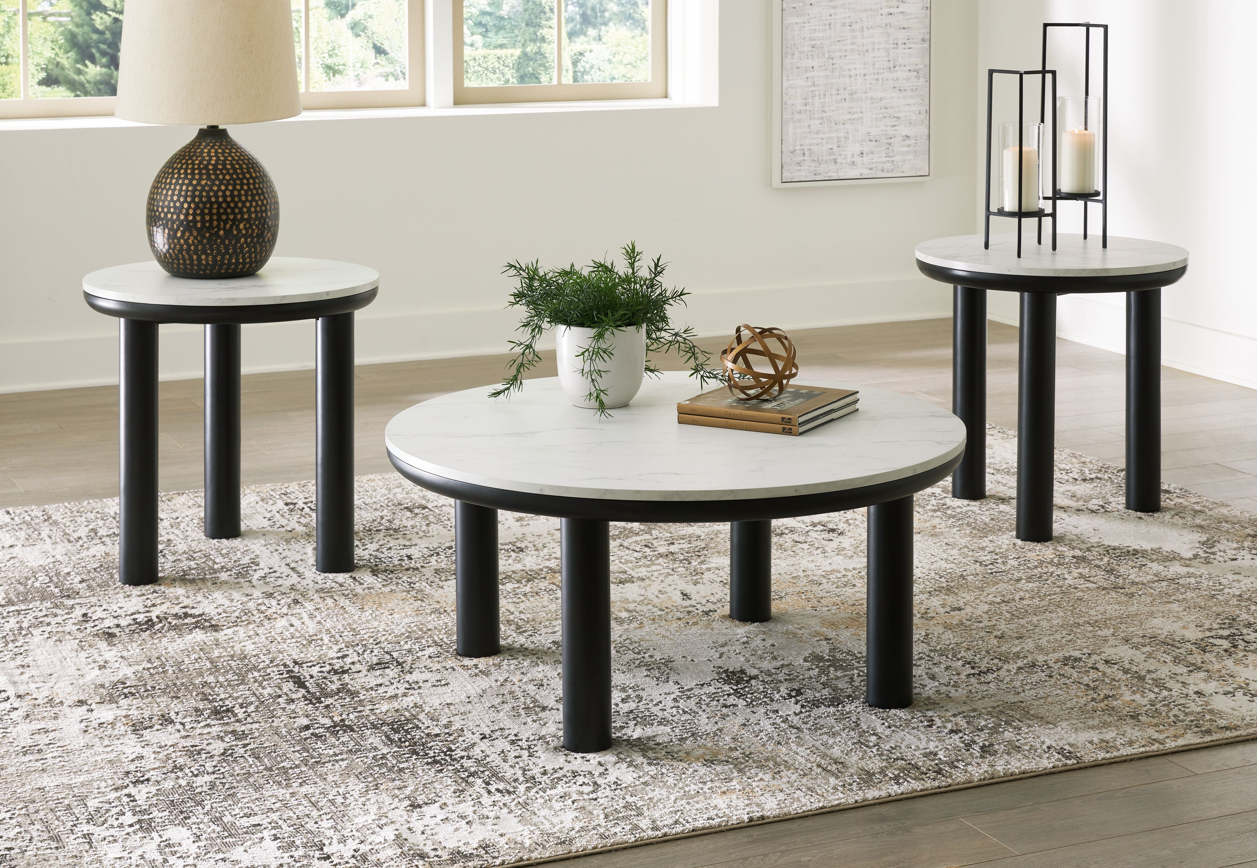 Xandrum - Occasional Table Set (Set of 3) - Black / White