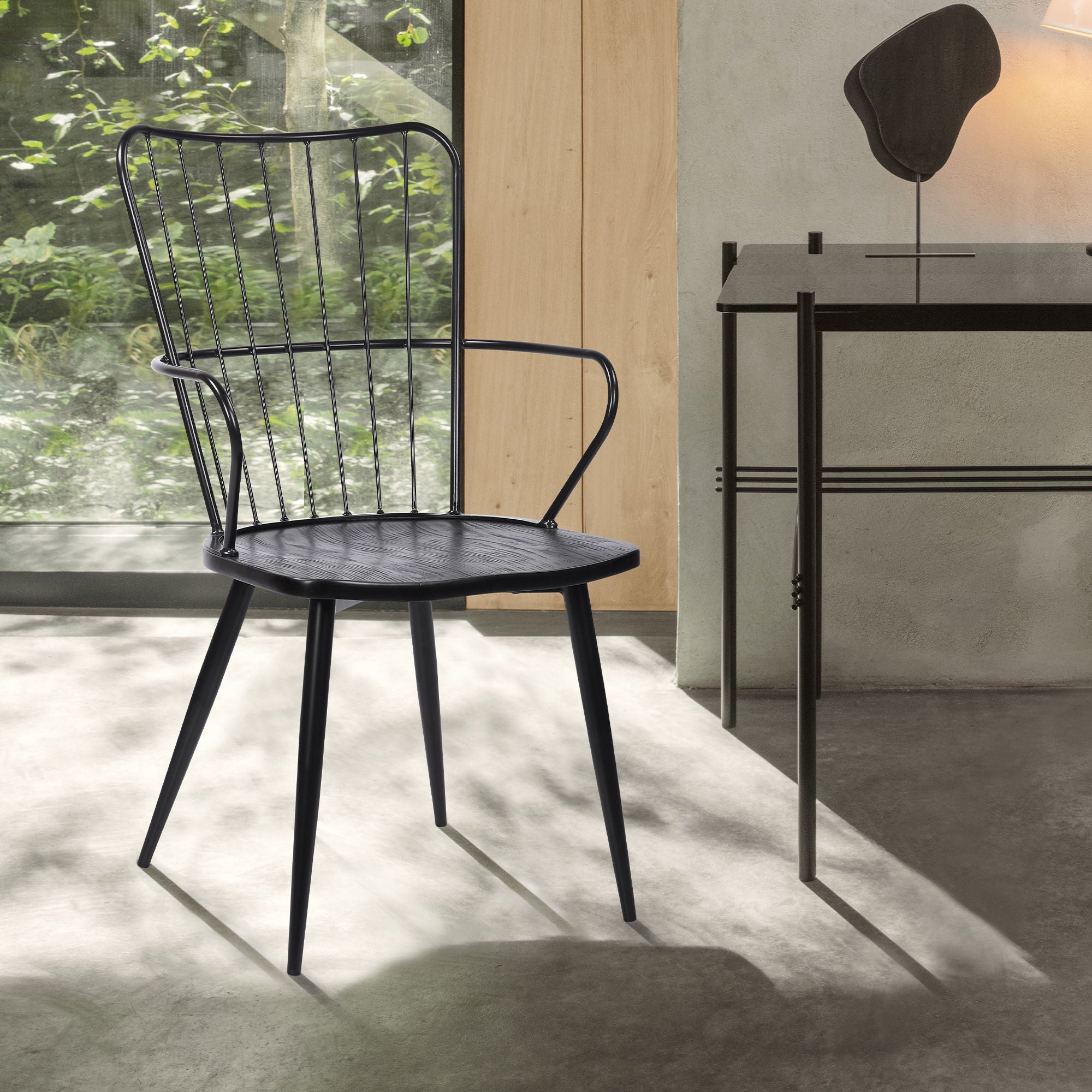 Parisa - High Back Steel Framed Side Chair - Black Powder / Brushed