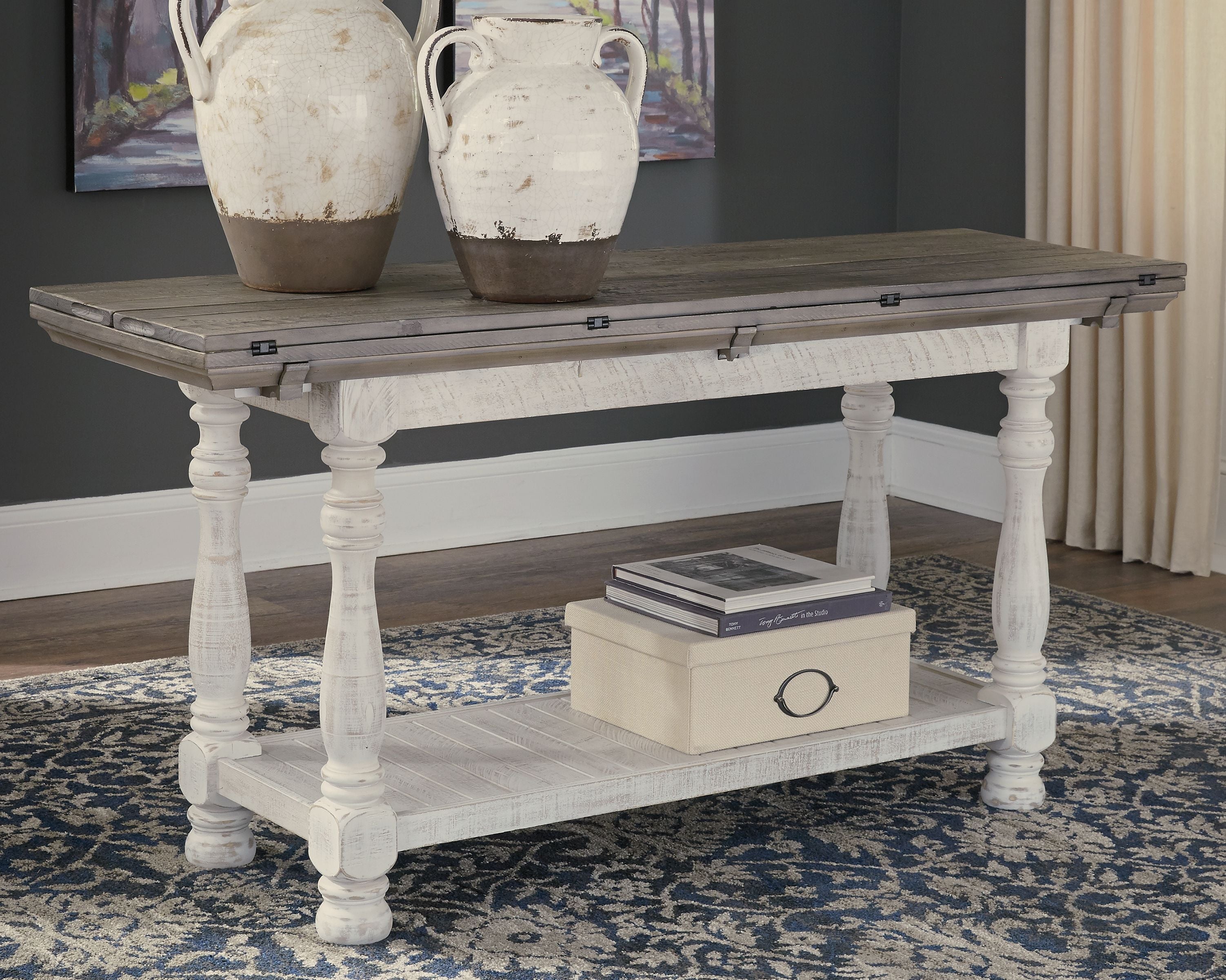 Havalance - Flip Top Sofa Table - Gray / White