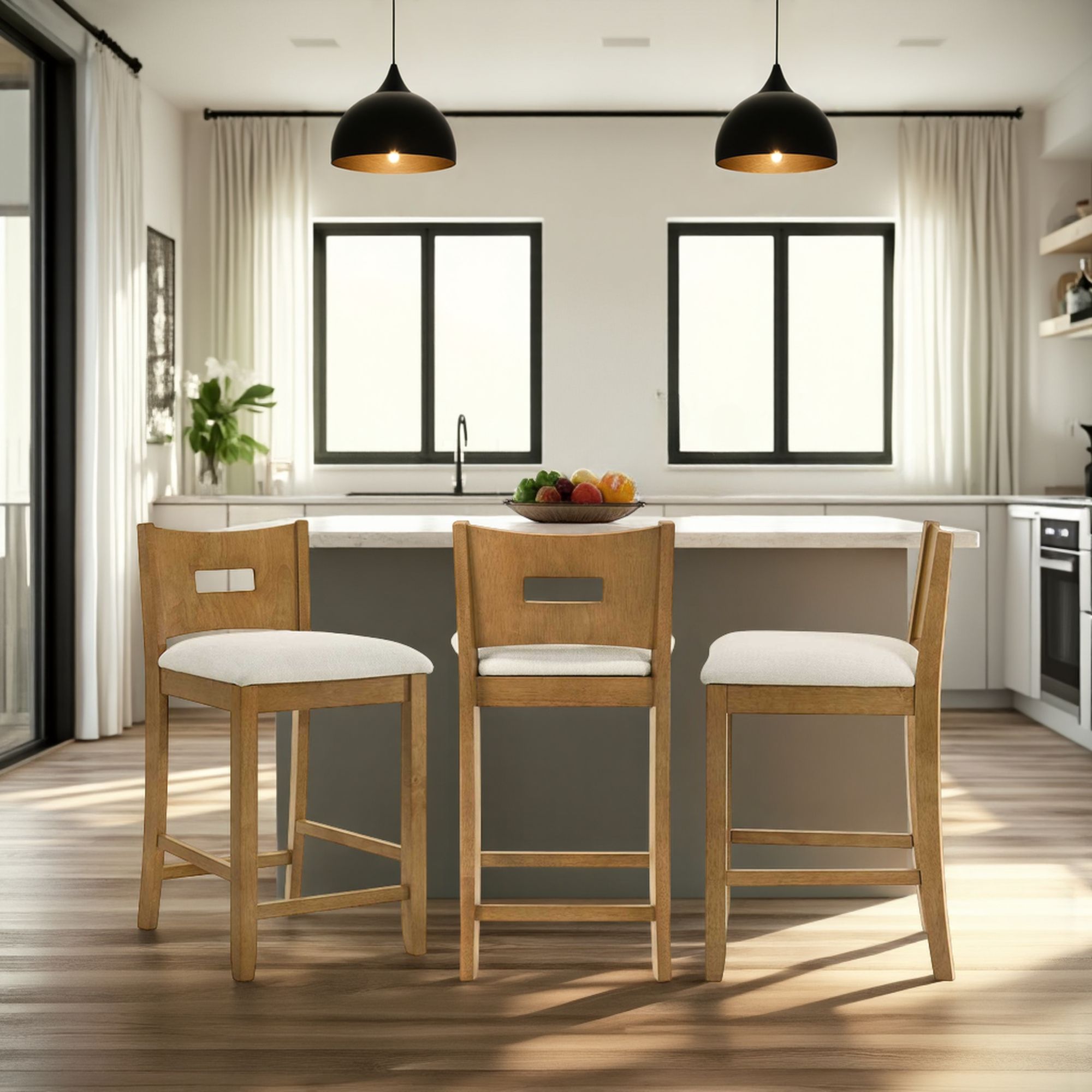 Ren - 26" Counter Height Rubberwood Barstool