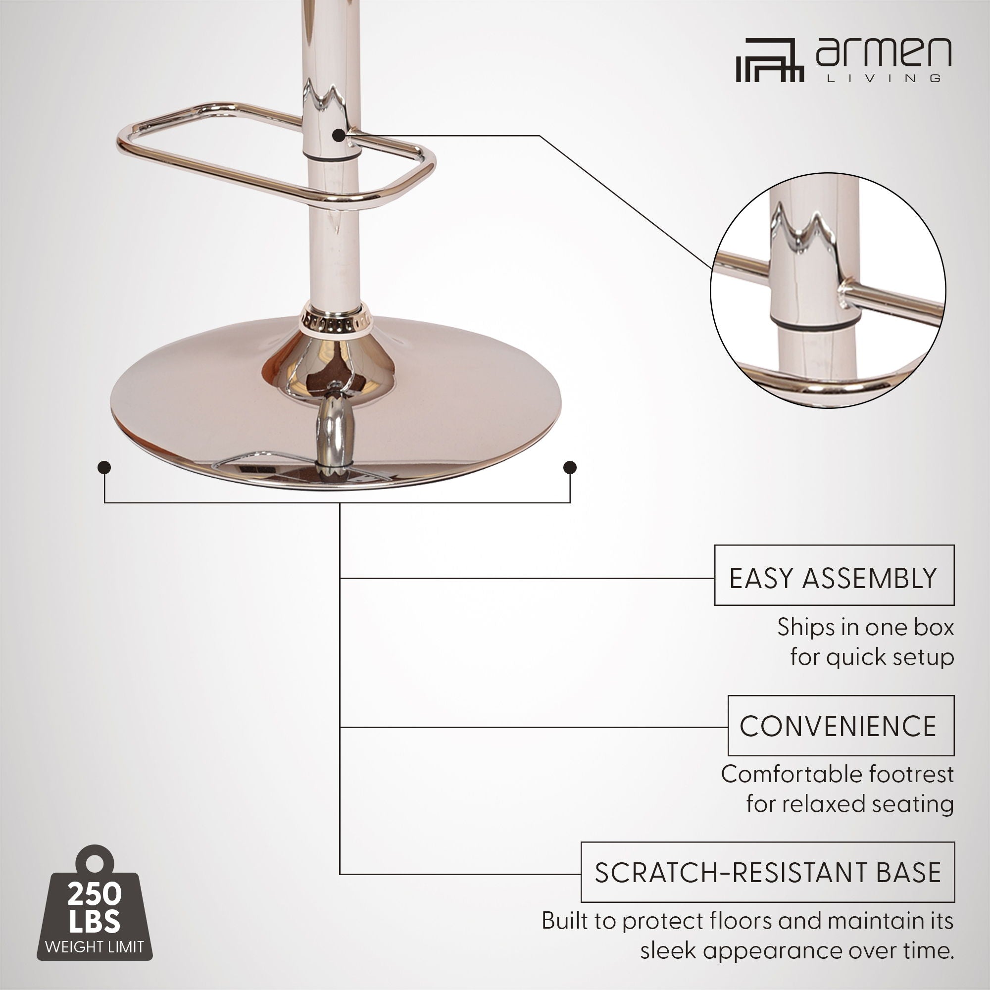 London - Adjustable Height Swivel Bar Stool