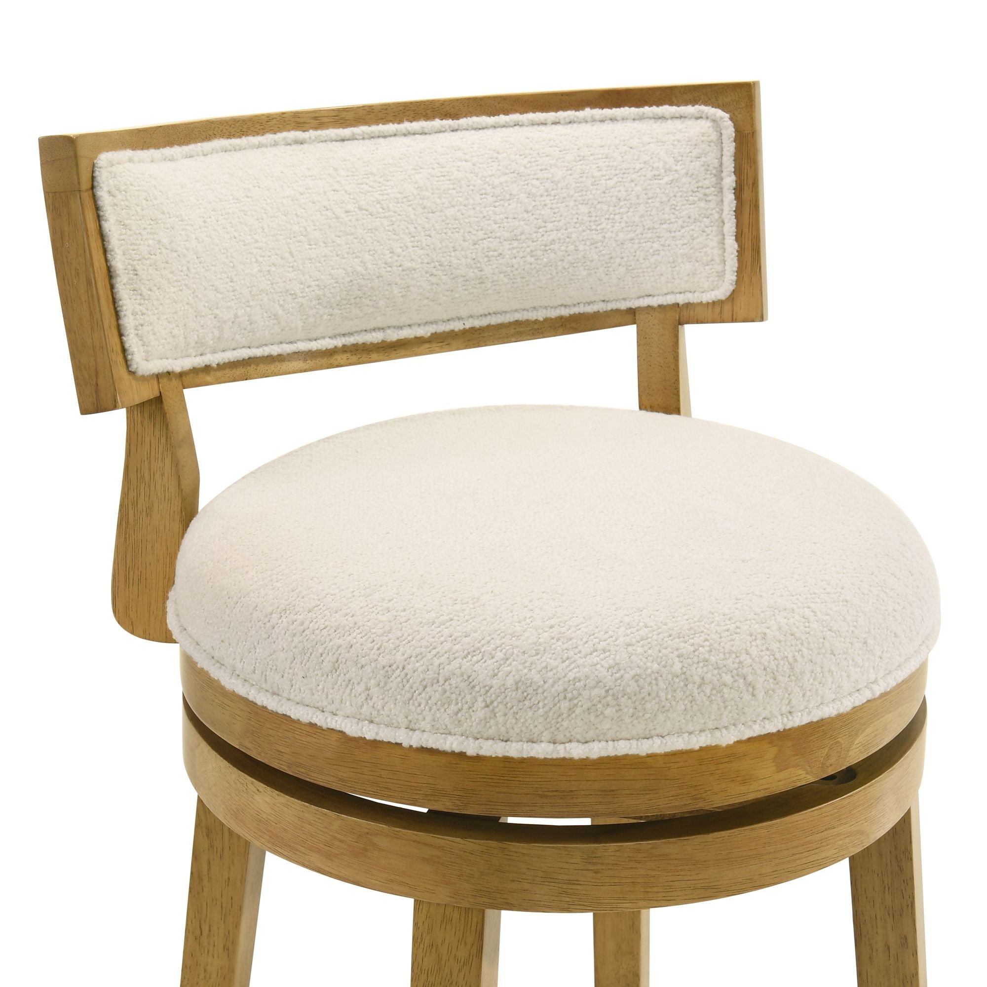 Noely - Modern Farmhouse Swivel Wood Bar Height Kitchen Bar Stool