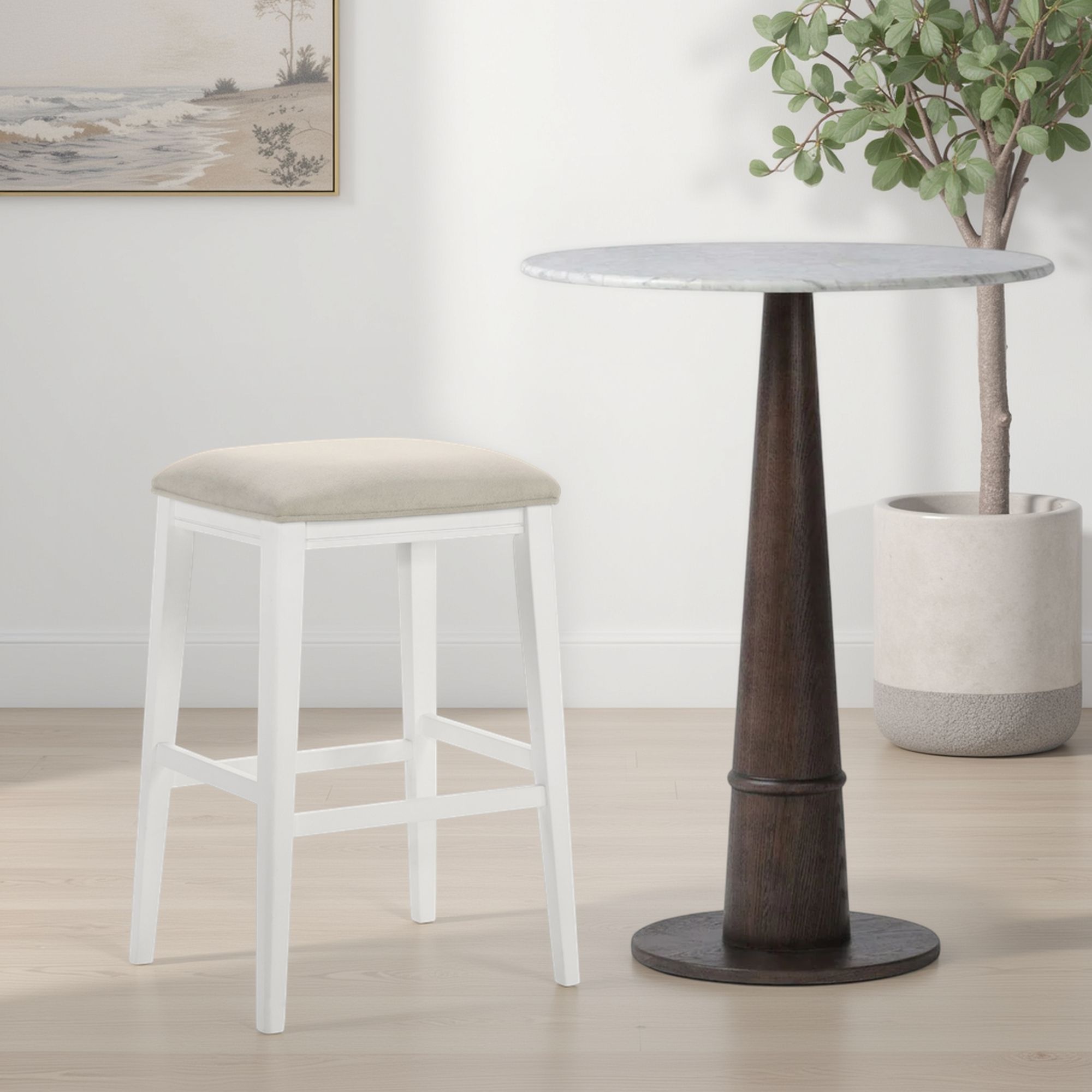 Jane - Contemporary Transitional Wood Bar Height Kitchen Bar Stool