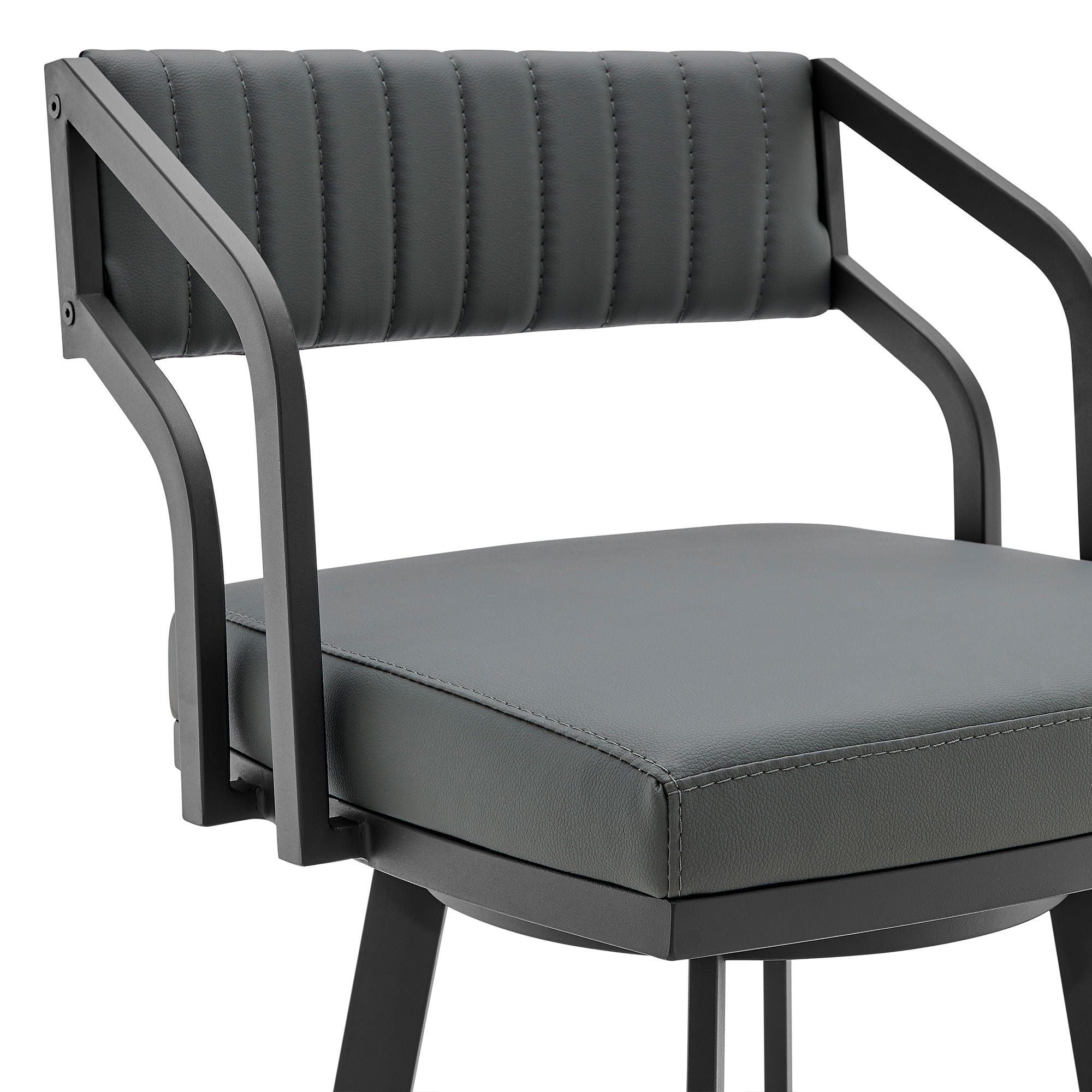 Scranton - 26" Swivel Modern Metal And Faux Leather Barstool - Slate Gray / Black