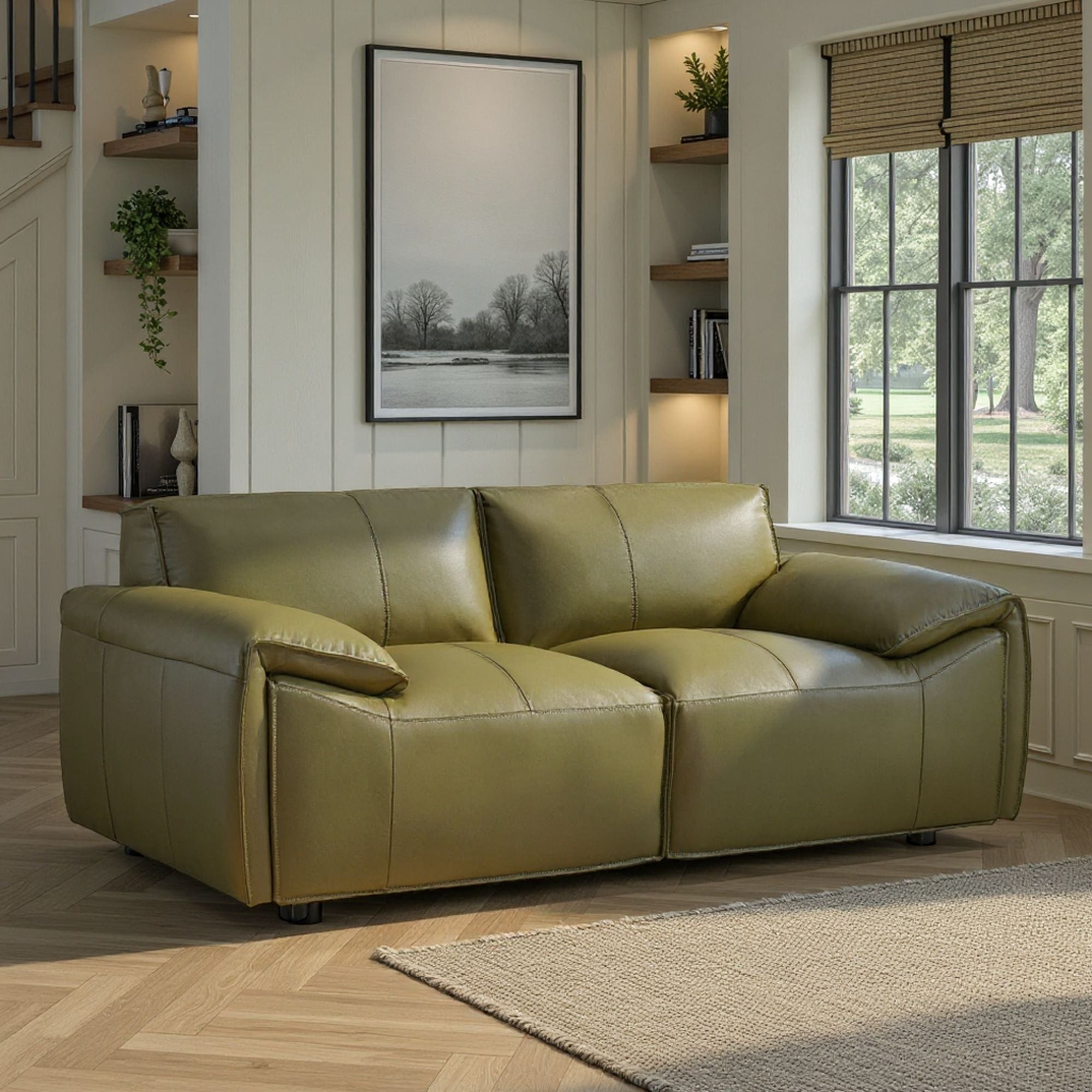 Tanner - Leather Loveseat With Padded Arms