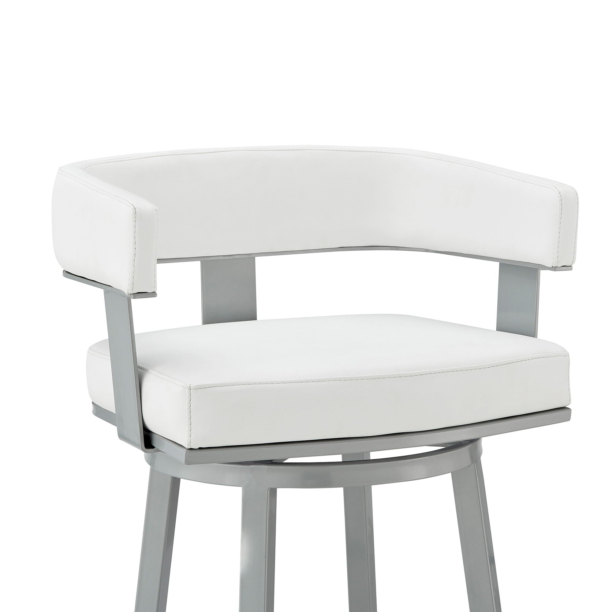 Lorin - 26" Counter Height Swivel Bar Stool - Silver / White