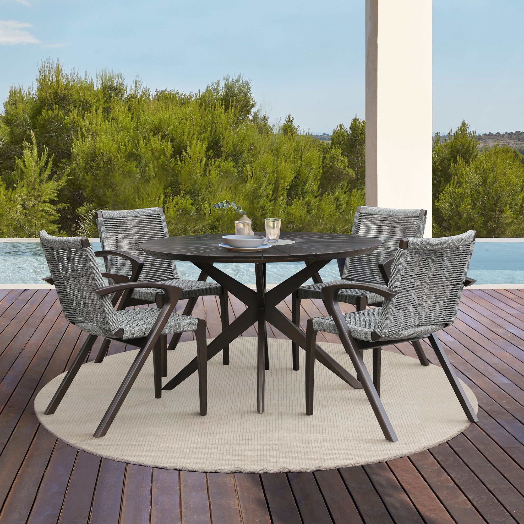 Nabila - Outdoor Wood And Rope Dining Chairs (Set of 2)