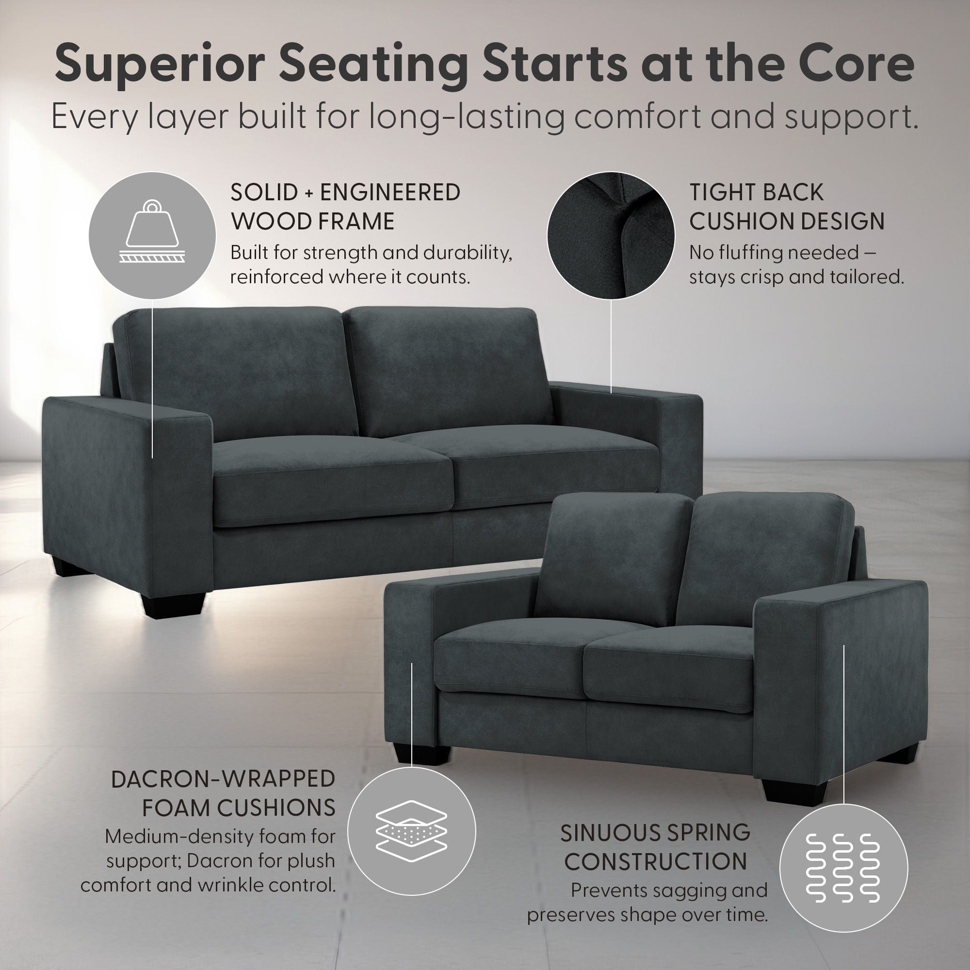 Yvonne - 2-Piece Living Room Set (Sofa & Loveseat)