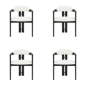 Jazmin - Curved Back Wood Dining Chair With Boucle Fabric Seat Set