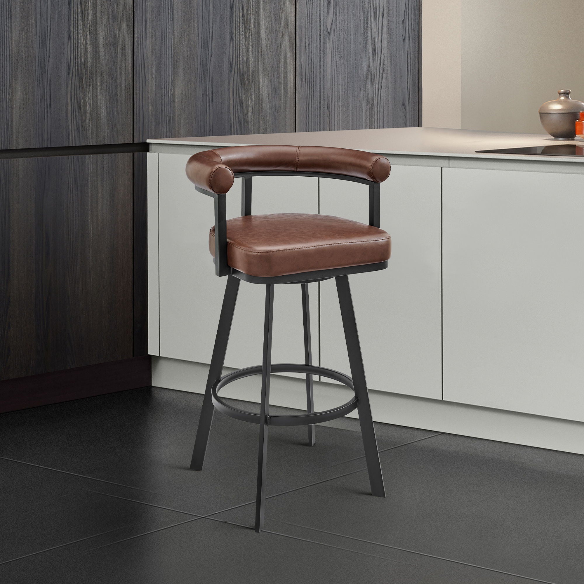 Magnolia - Swivel Stool - Black Metal
