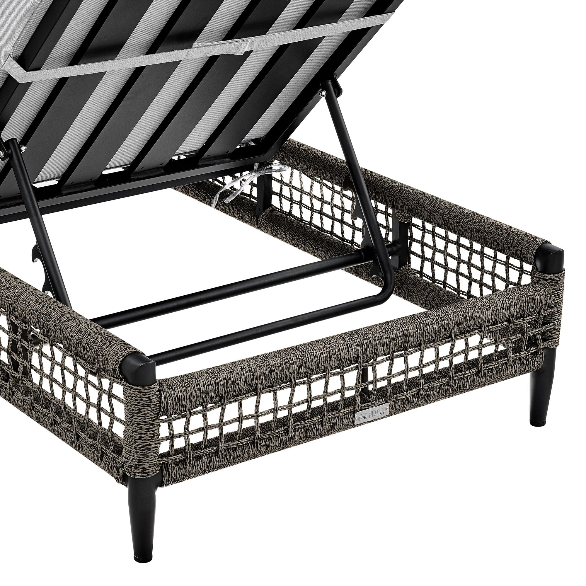 Alegria - Outdoor Patio Adjustable Chaise Lounge Chair In Aluminum With Gray Rope And Cushions