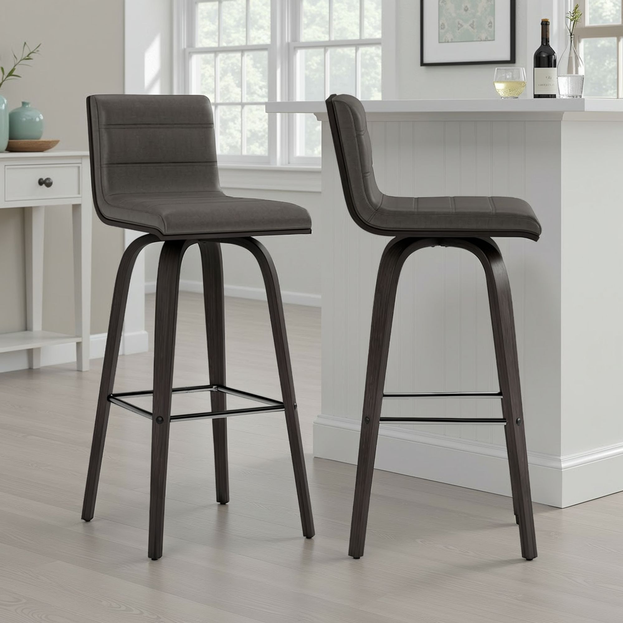 Vienna - 30" Swivel Bar Stool - Black Wood