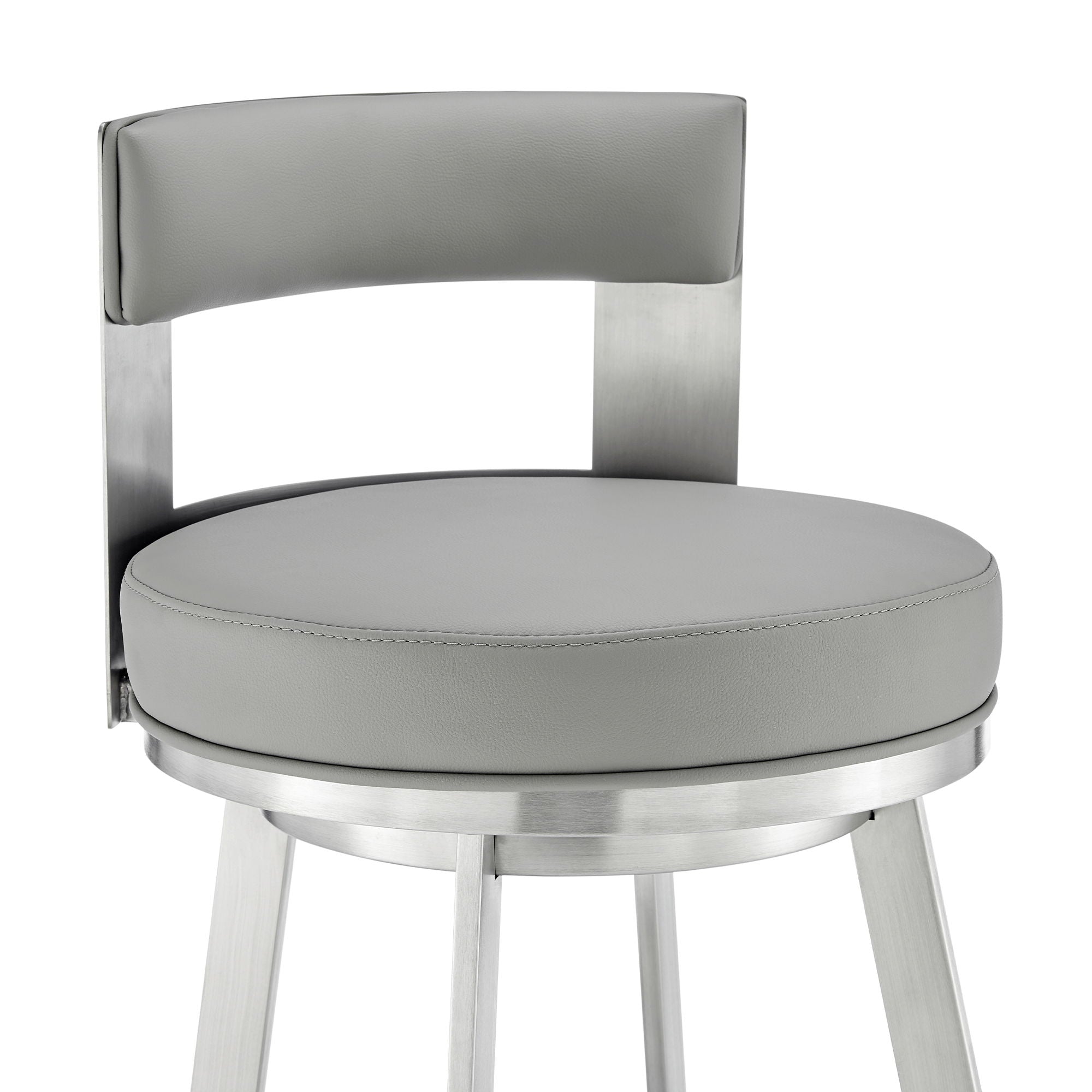 Lynof - Swivel Bar Stool - Brushed Stainless Steel Finish