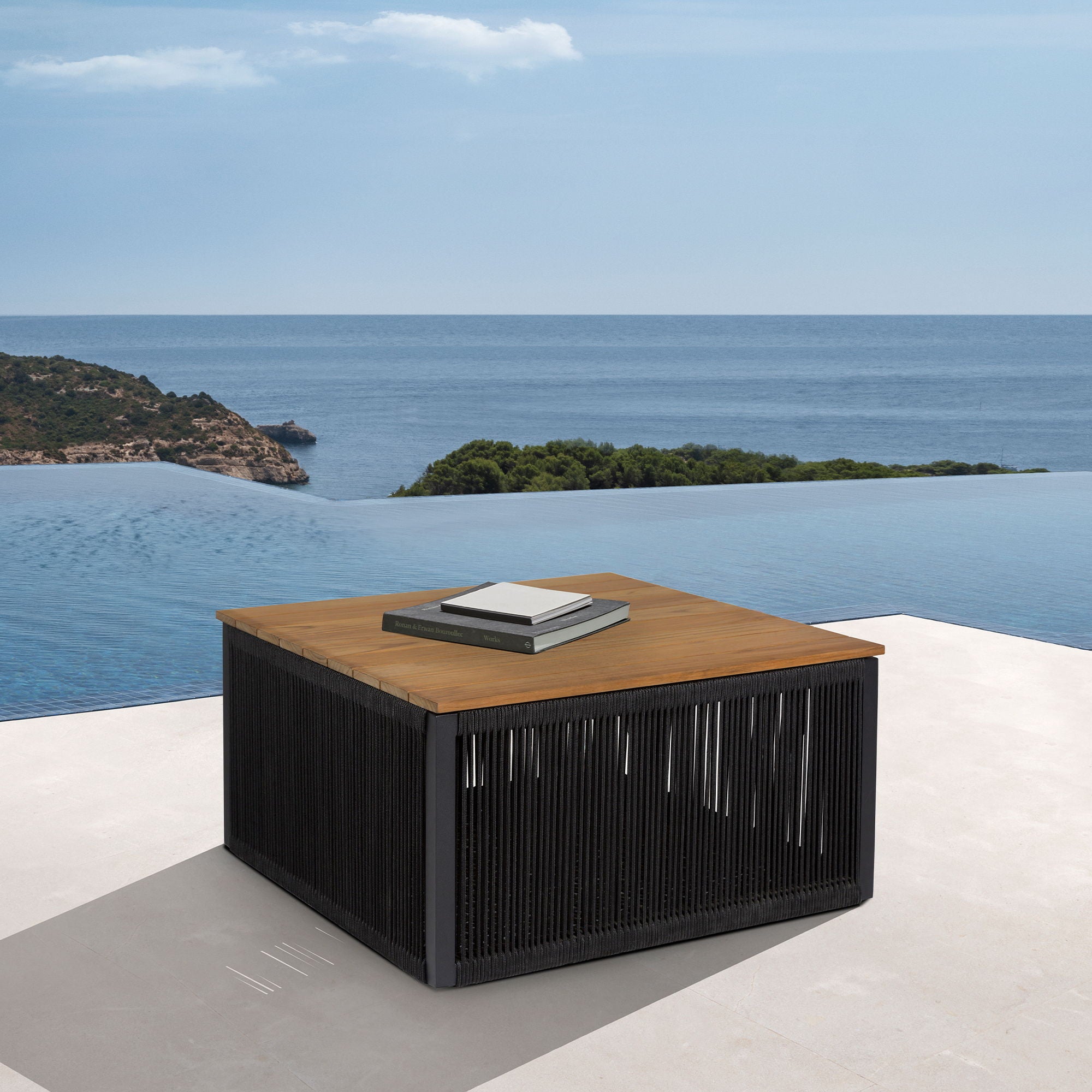 Artesia - Outdoor Patio Coffee Table - Teak / Black
