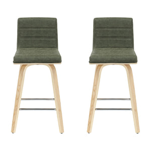 Vienna - 35.5" Swivel Counter Height Square Back Wood Bar Stool With Faux Leather Seat