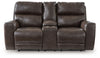 Crossplex - Power Reclining Loveseat / Console / Adjustable Headrest - Smoke