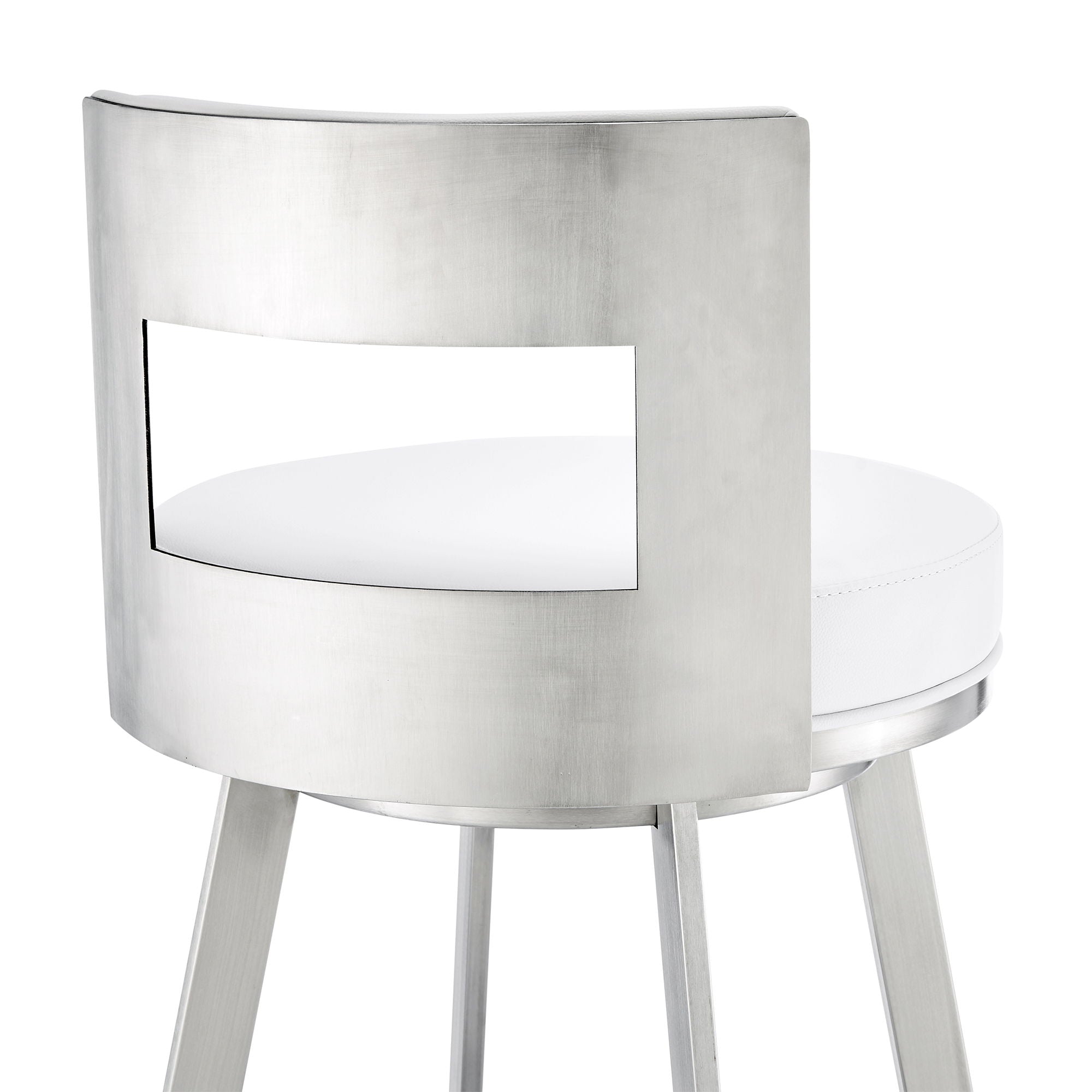 Lynof - Swivel Bar Stool - Brushed Stainless Steel Finish