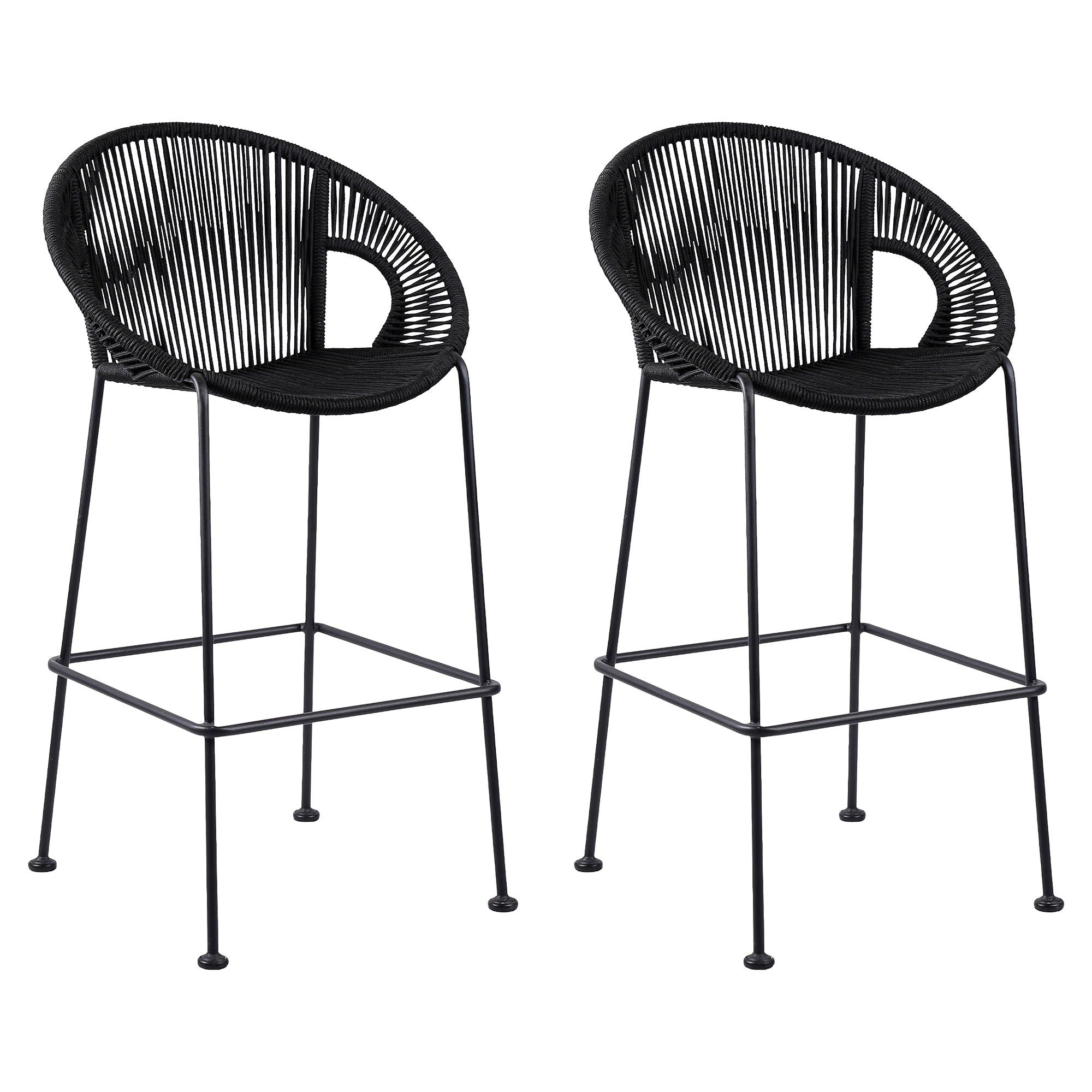 Acapulco - Indoor Outdoor Steel Bar Stool With Rope Set