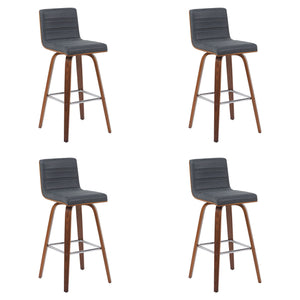 Vienna - Modern Swivel Bar Height Stool - Walnut Finished Wood Frame