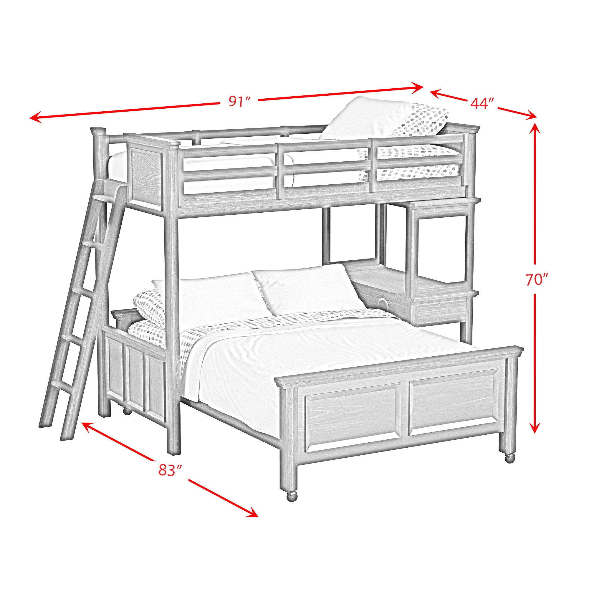 Hampton Kids - Loft With Ladder And Desk With Speaker