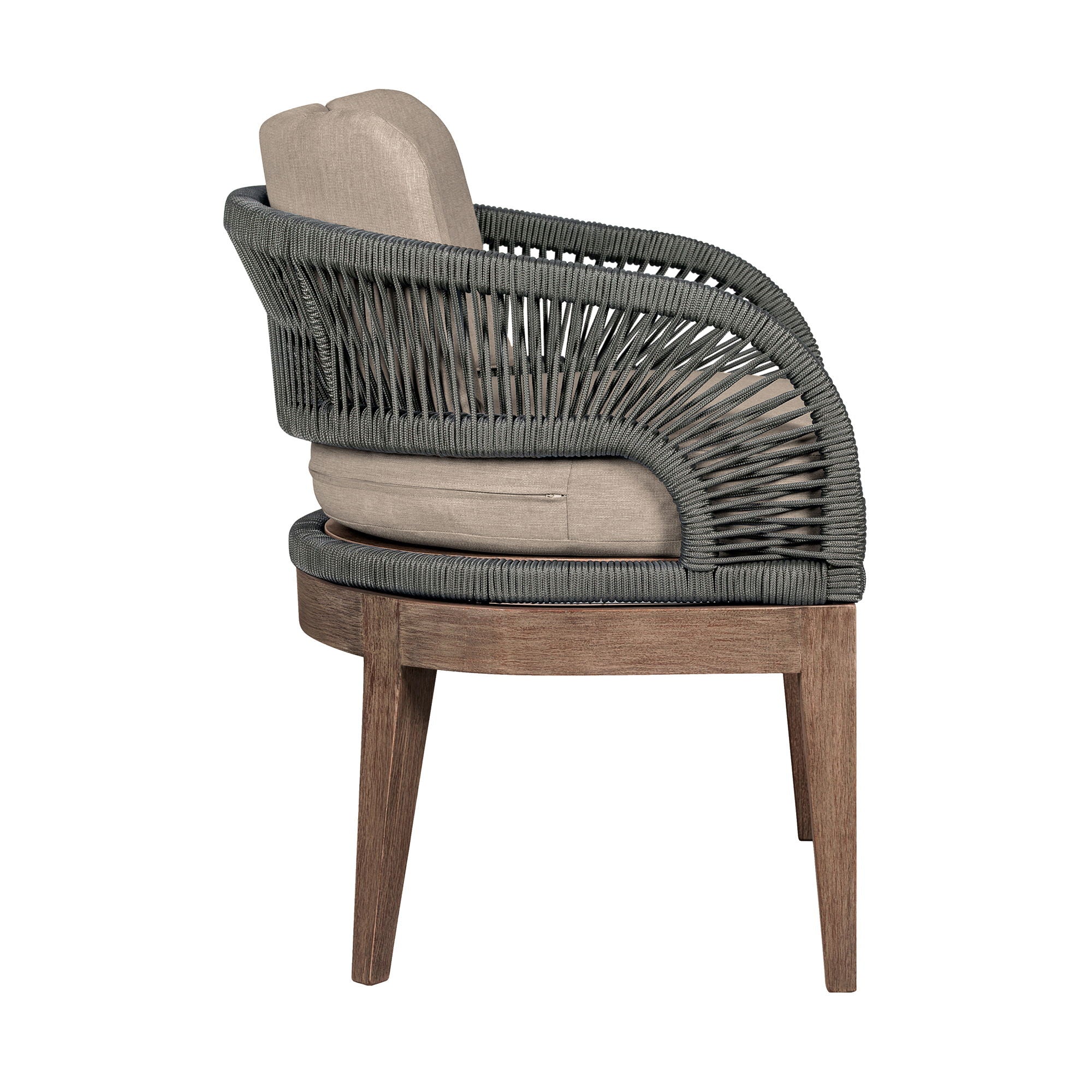 Orbit - Outdoor Patio Dining Chair - Weathered Eucalyptus / Taupe