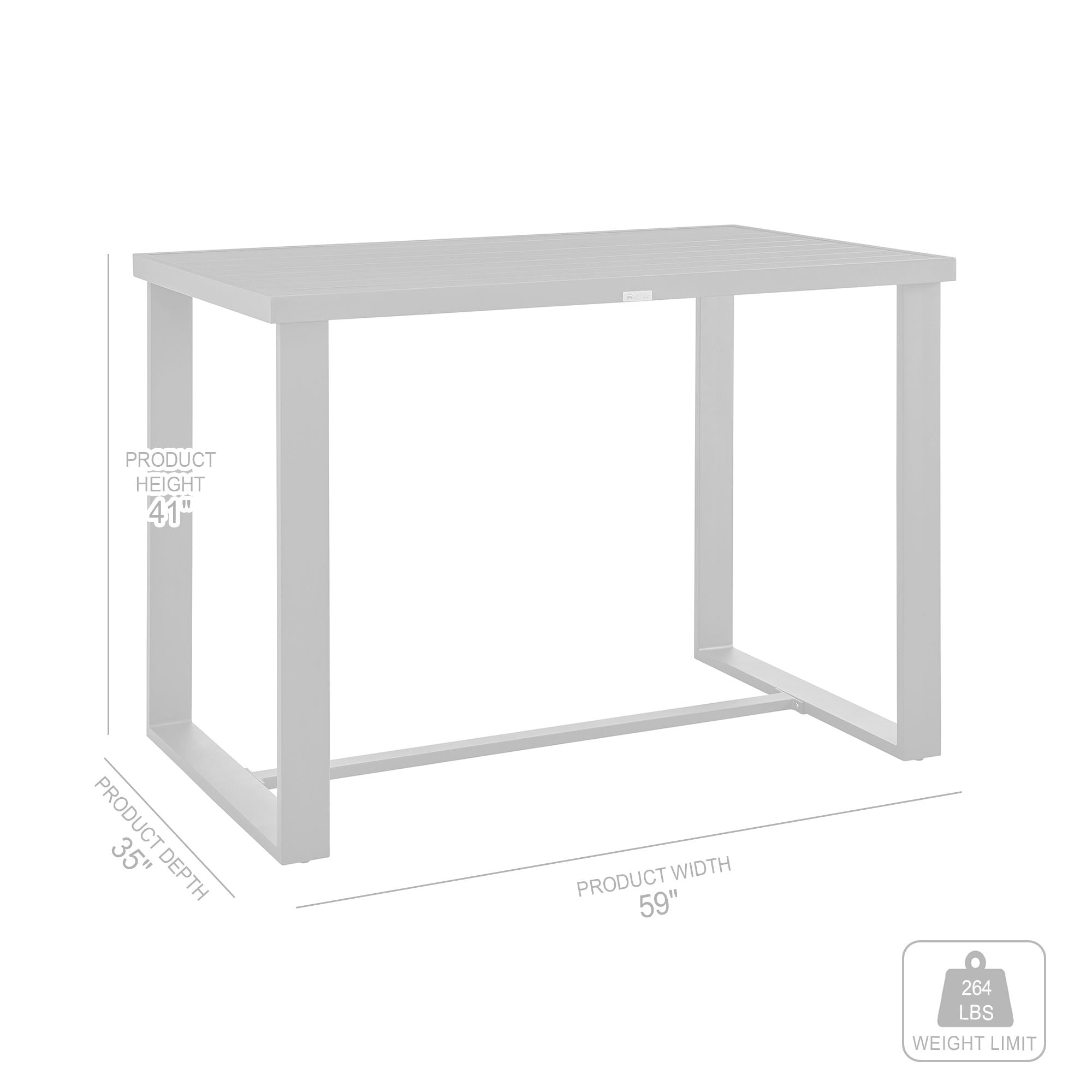 Menorca - Outdoor Patio Bar Height Dining Table - Aluminum