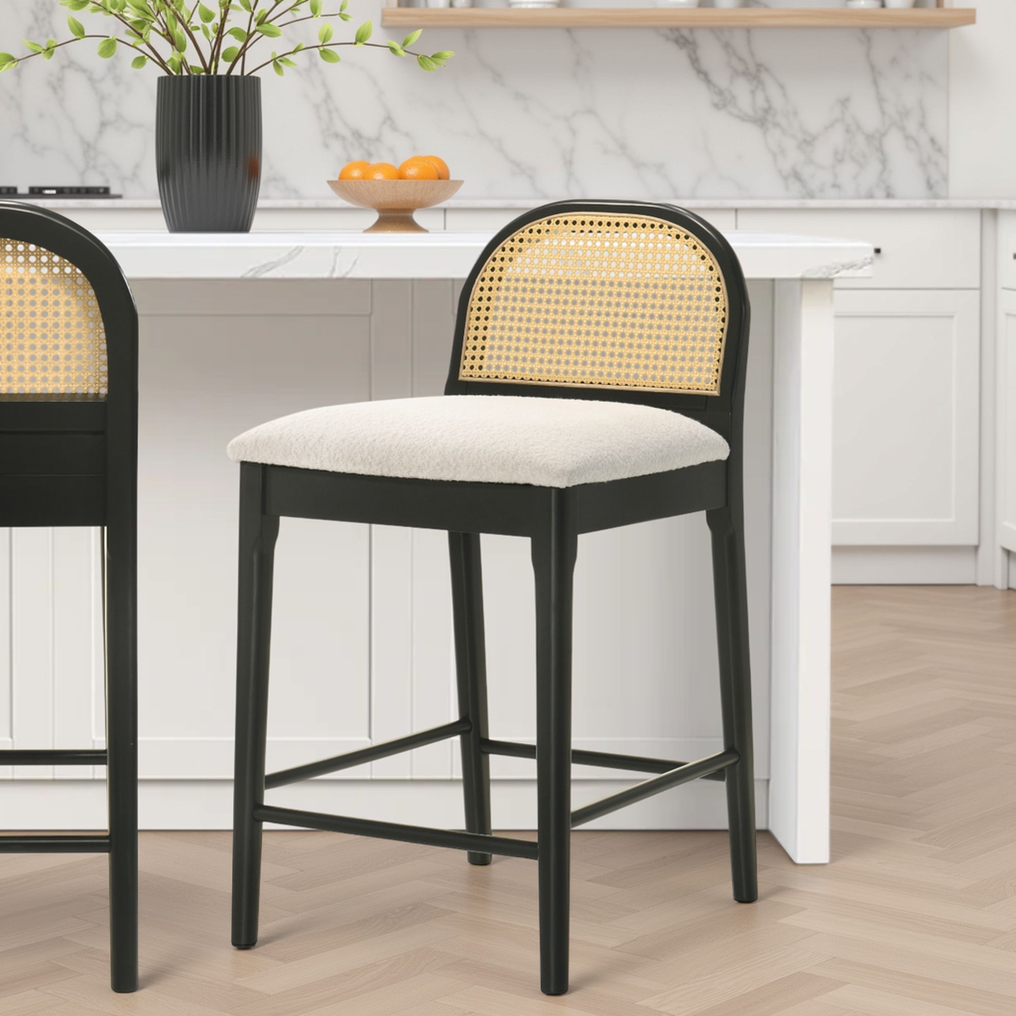 Lucio - Modern Farmhouse Wood Counter Height Kitchen Bar Stool
