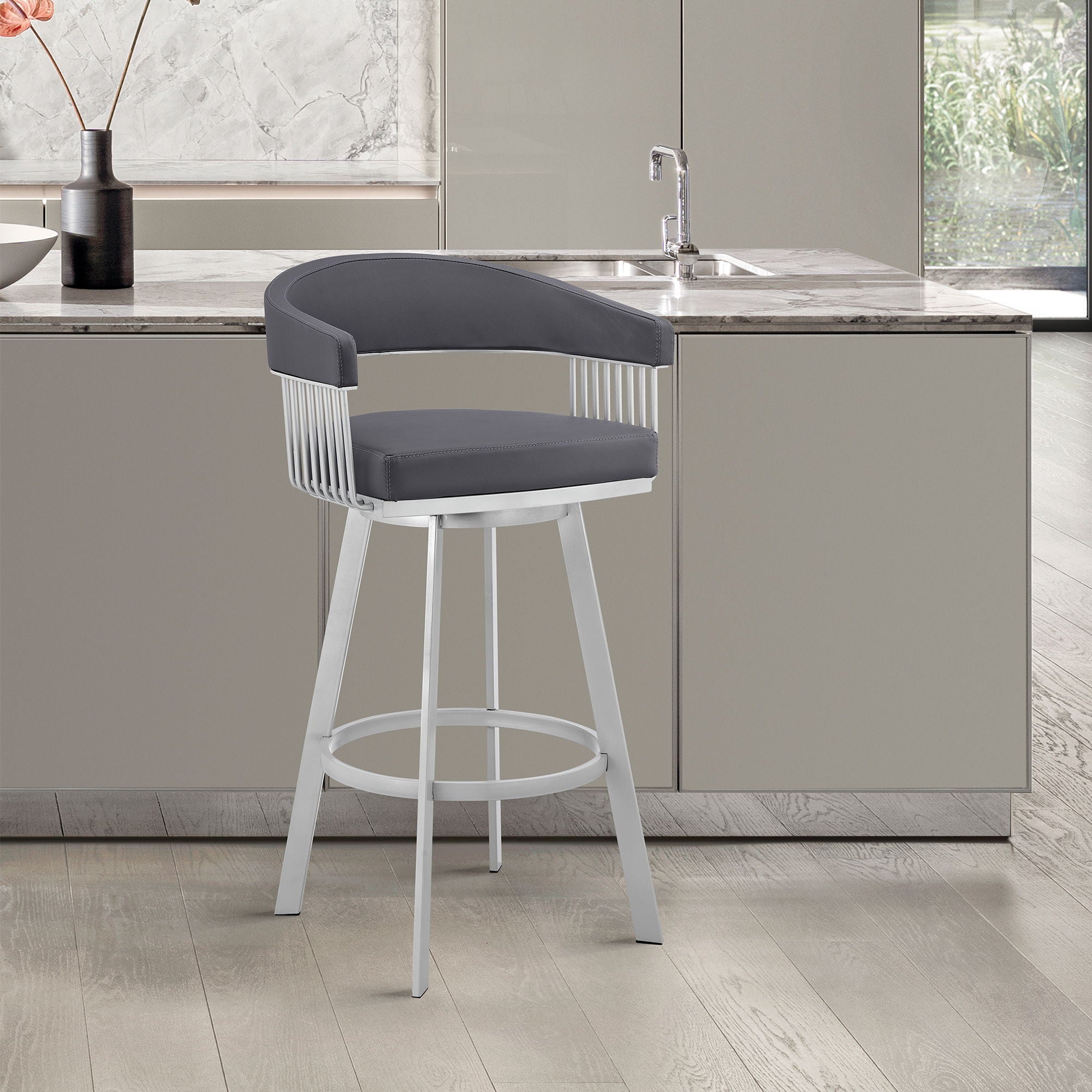 Bronson - Faux Leather Metal Bar Stool