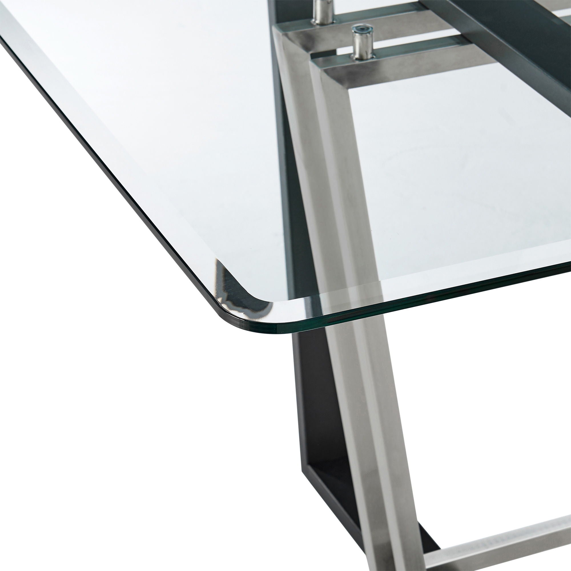 Kai Anastasia - Rectangular Glass Dining Table Set - Brushed Base