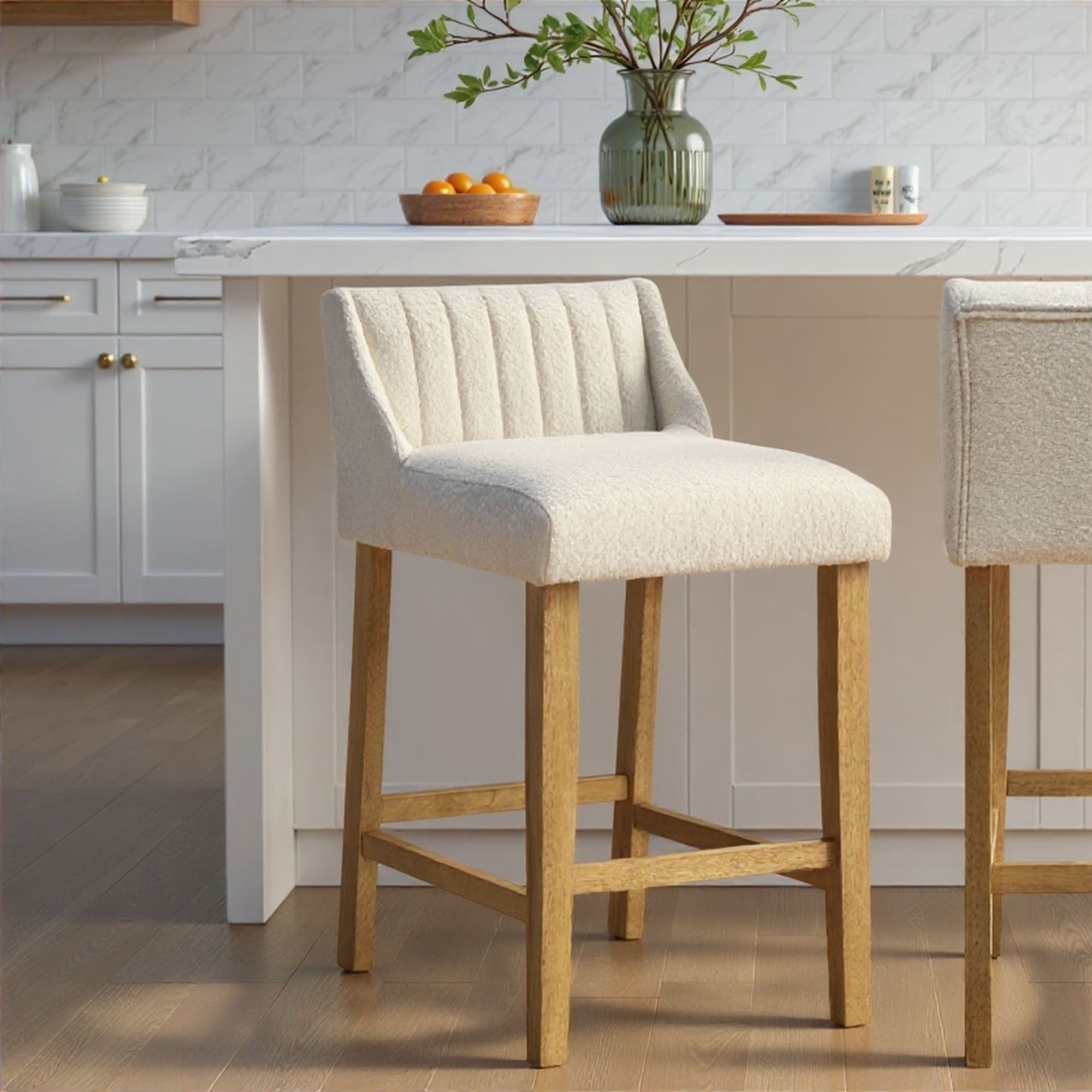 Fauna - Modern Transitional Wood Counter Height Kitchen Bar Stool