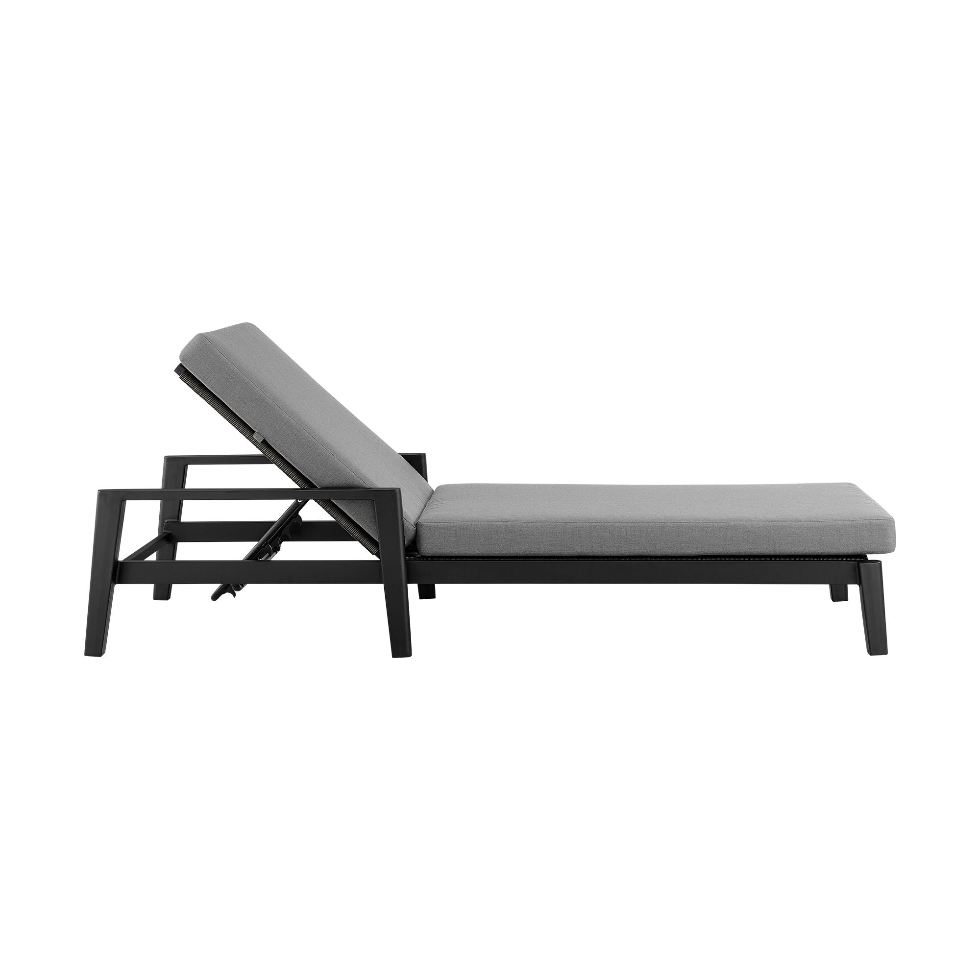 Cayman - Outdoor Patio Adjustable Chaise Lounge Chair In Aluminum With Gray Cushions