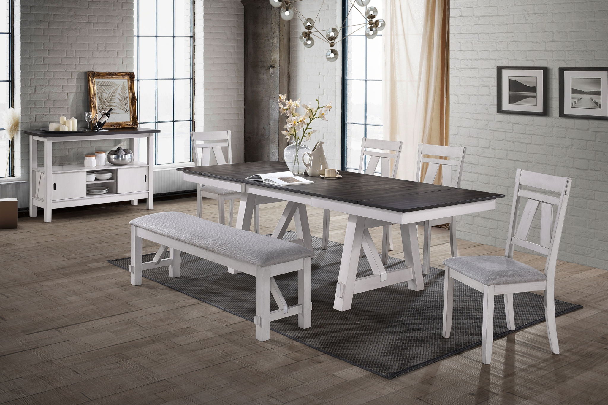 Maisie - Round Table - White / Brown