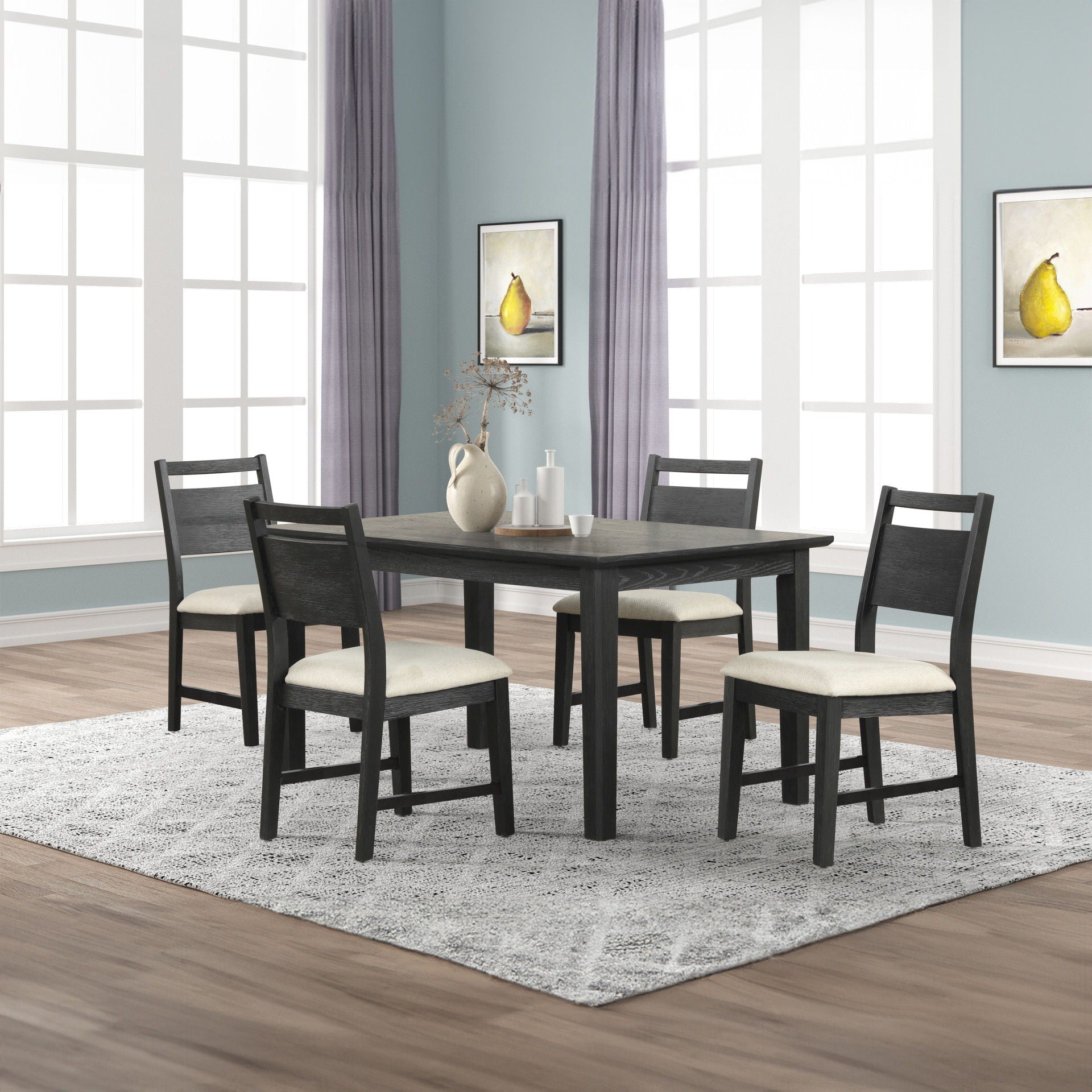 Sable Crest - 5 Piece Set (Rectangle Dining Table & 4 Chairs) - Black