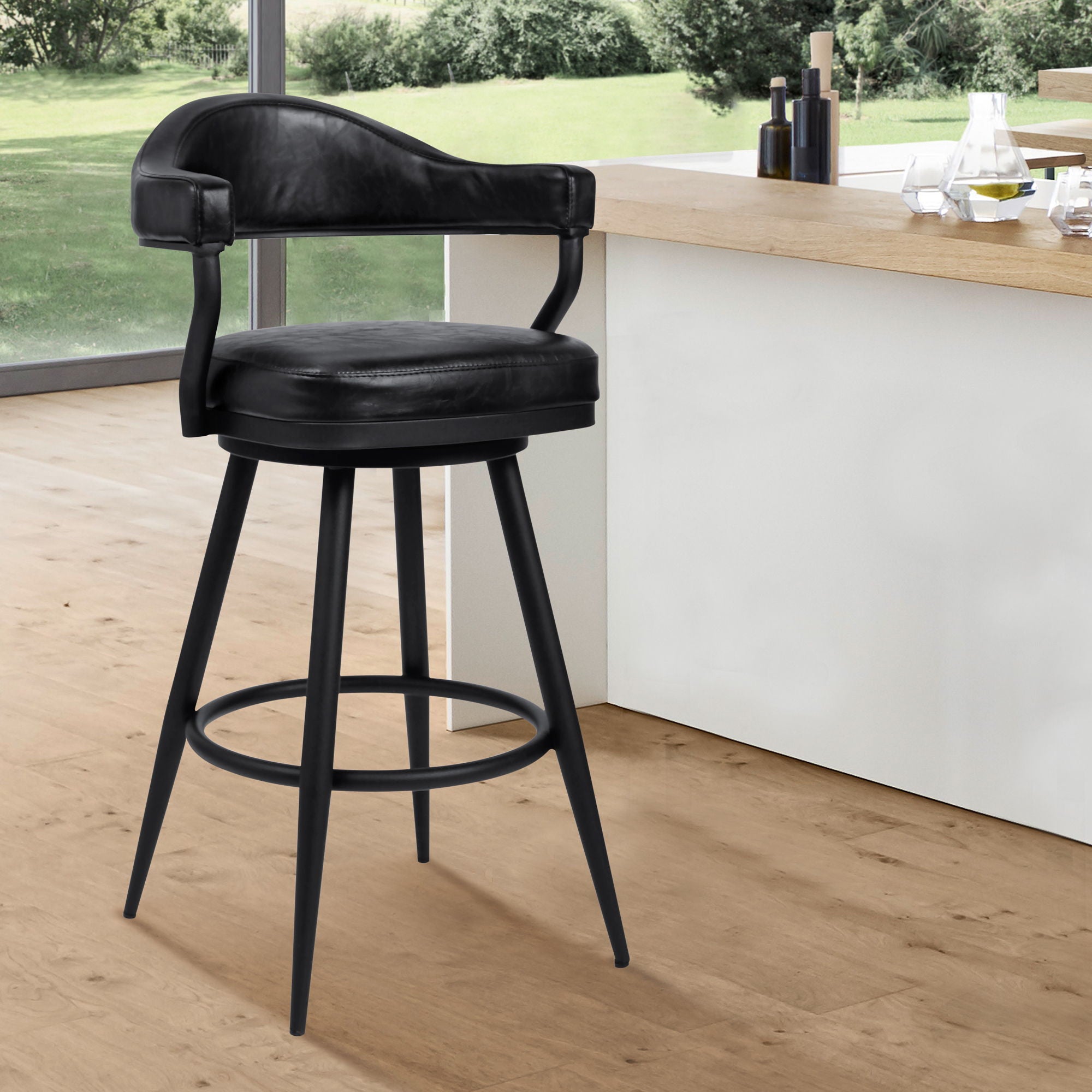 Justin - Swivel Vintage Bar Stool With Metal Legs