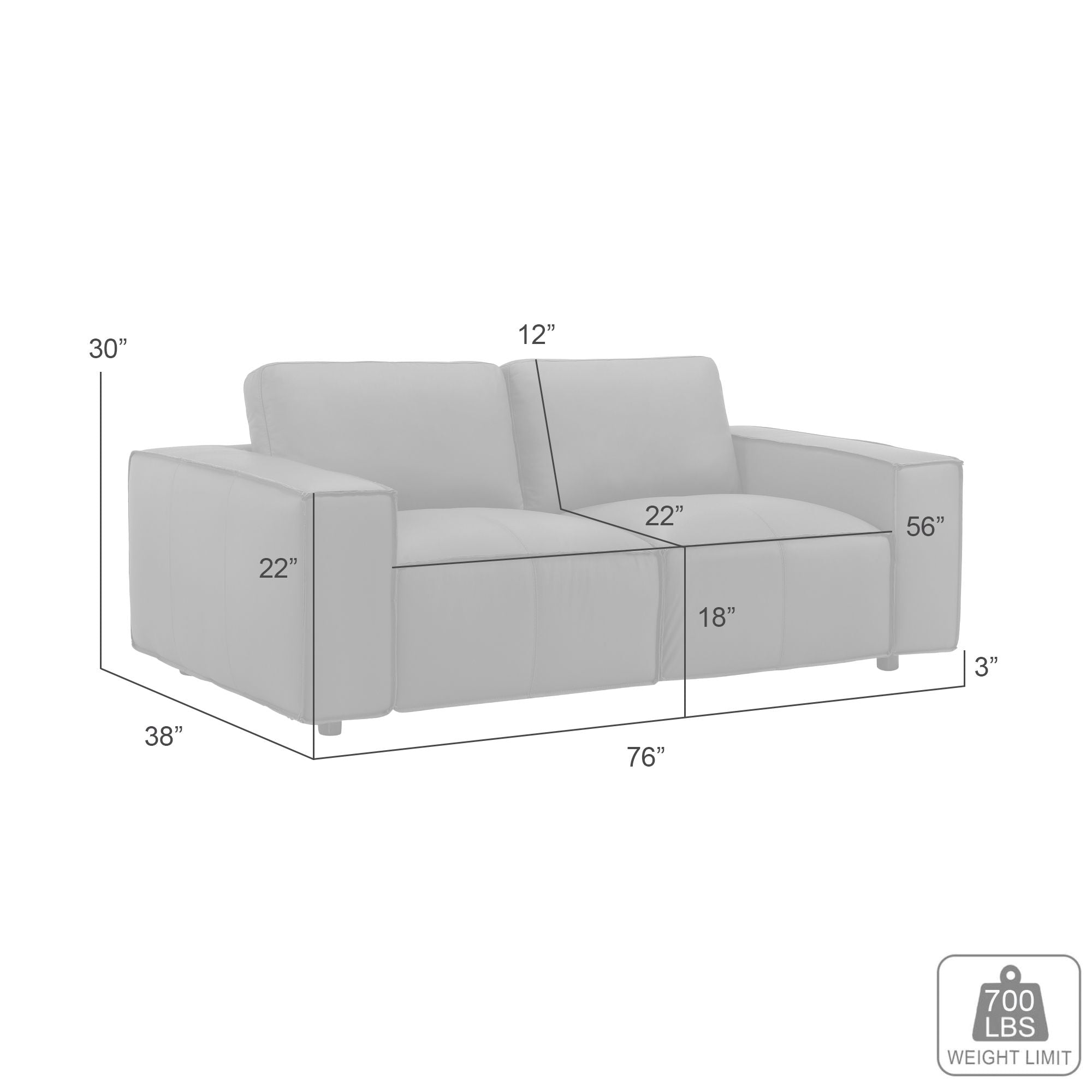 Clayton - Leather Loveseat With Track Arms
