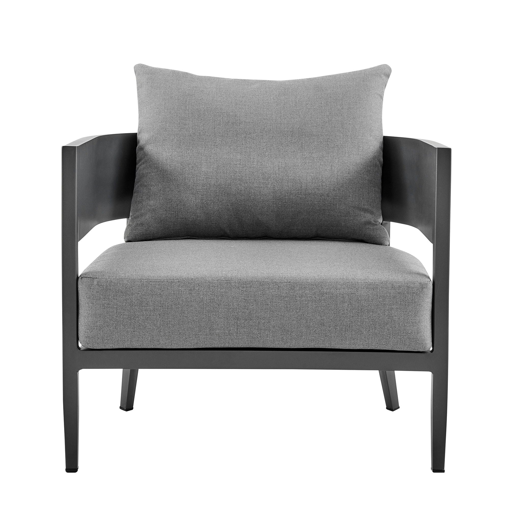 Menorca - 4 Piece Outdoor Aluminum & Outdoor Conversation Set - Dark Gray